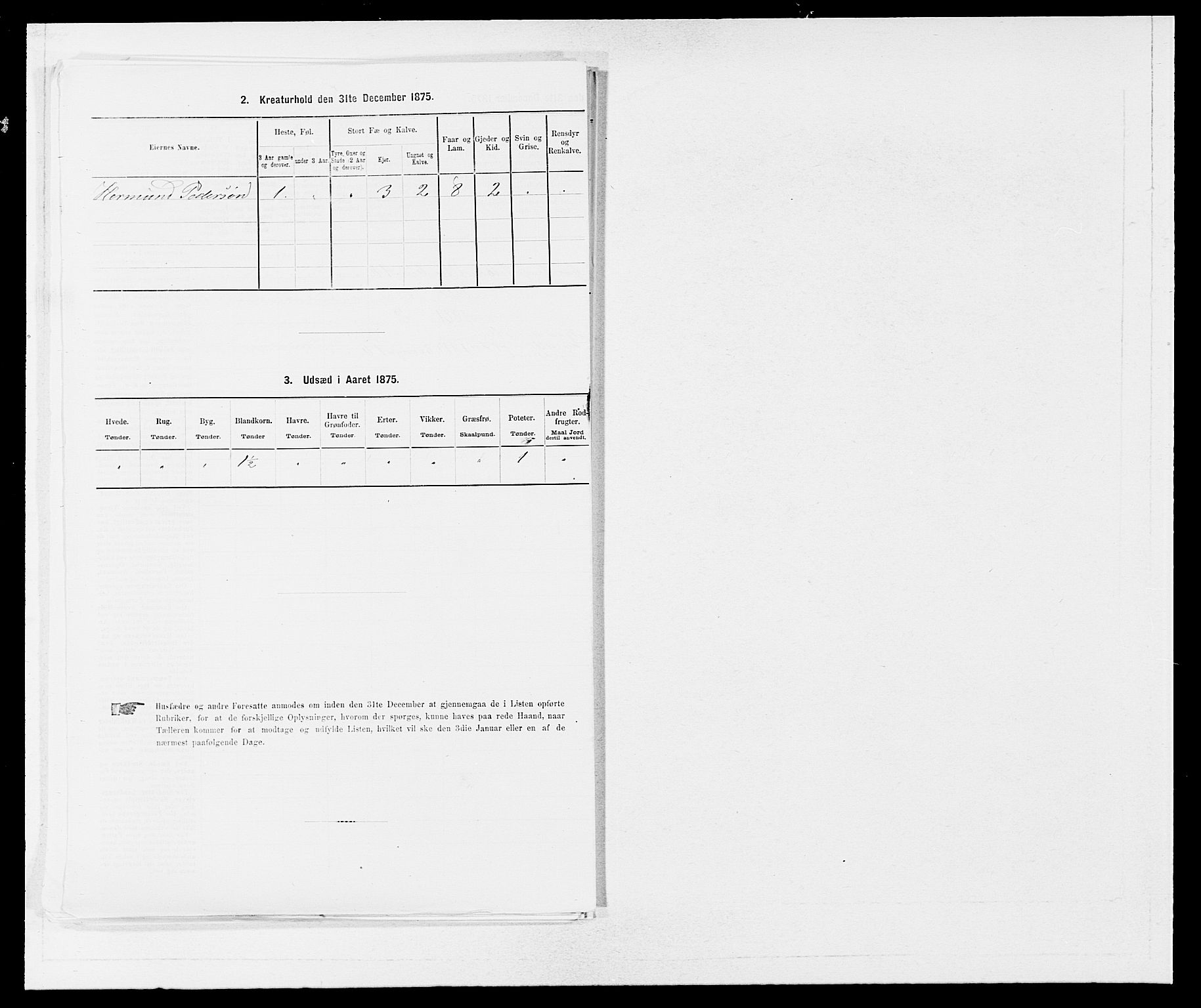 SAB, 1875 census for 1236P Vossestrand, 1875, p. 397