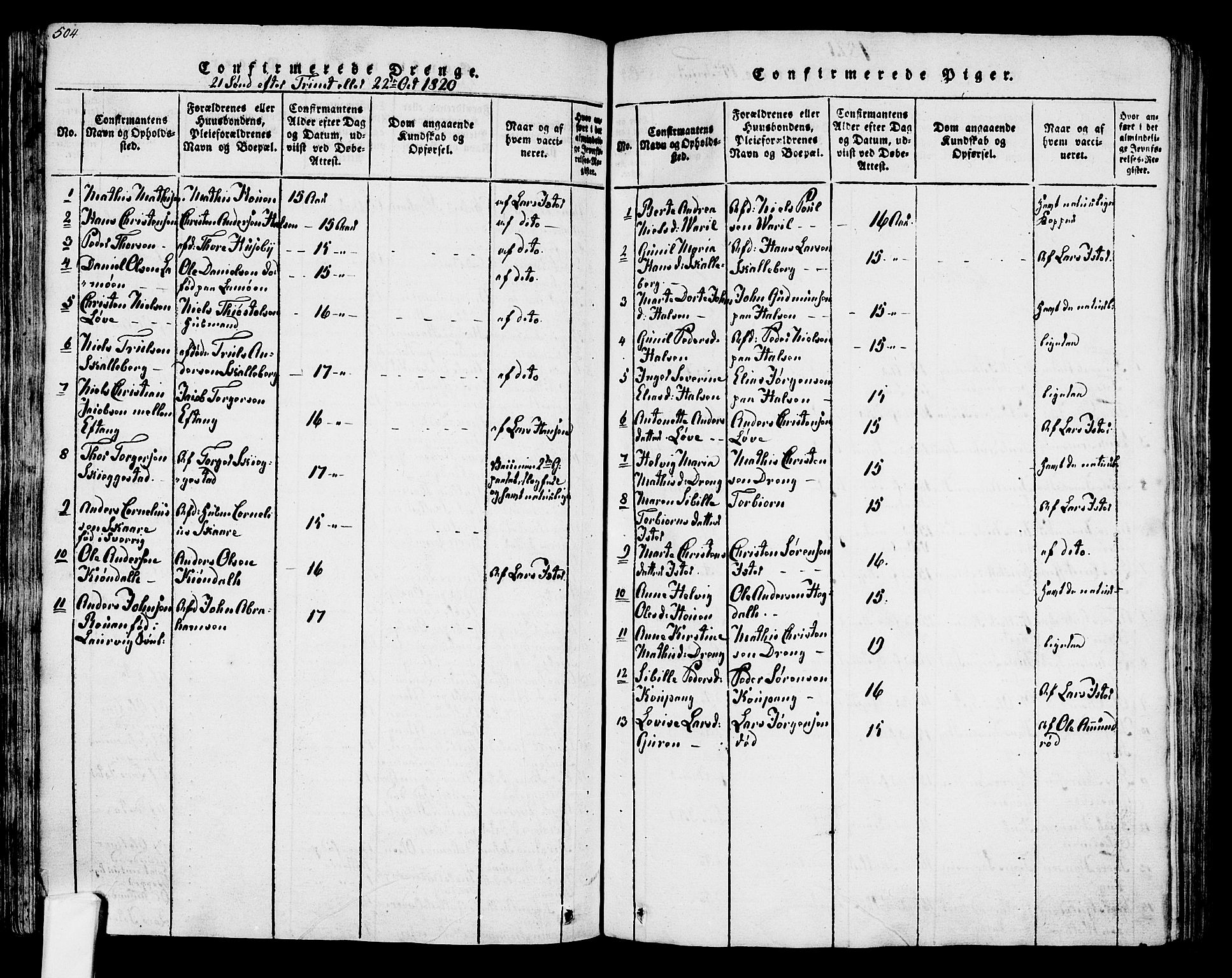 Tjølling kirkebøker, SAKO/A-60/F/Fa/L0005: Parish register (official) no. 5, 1814-1836, p. 504-505