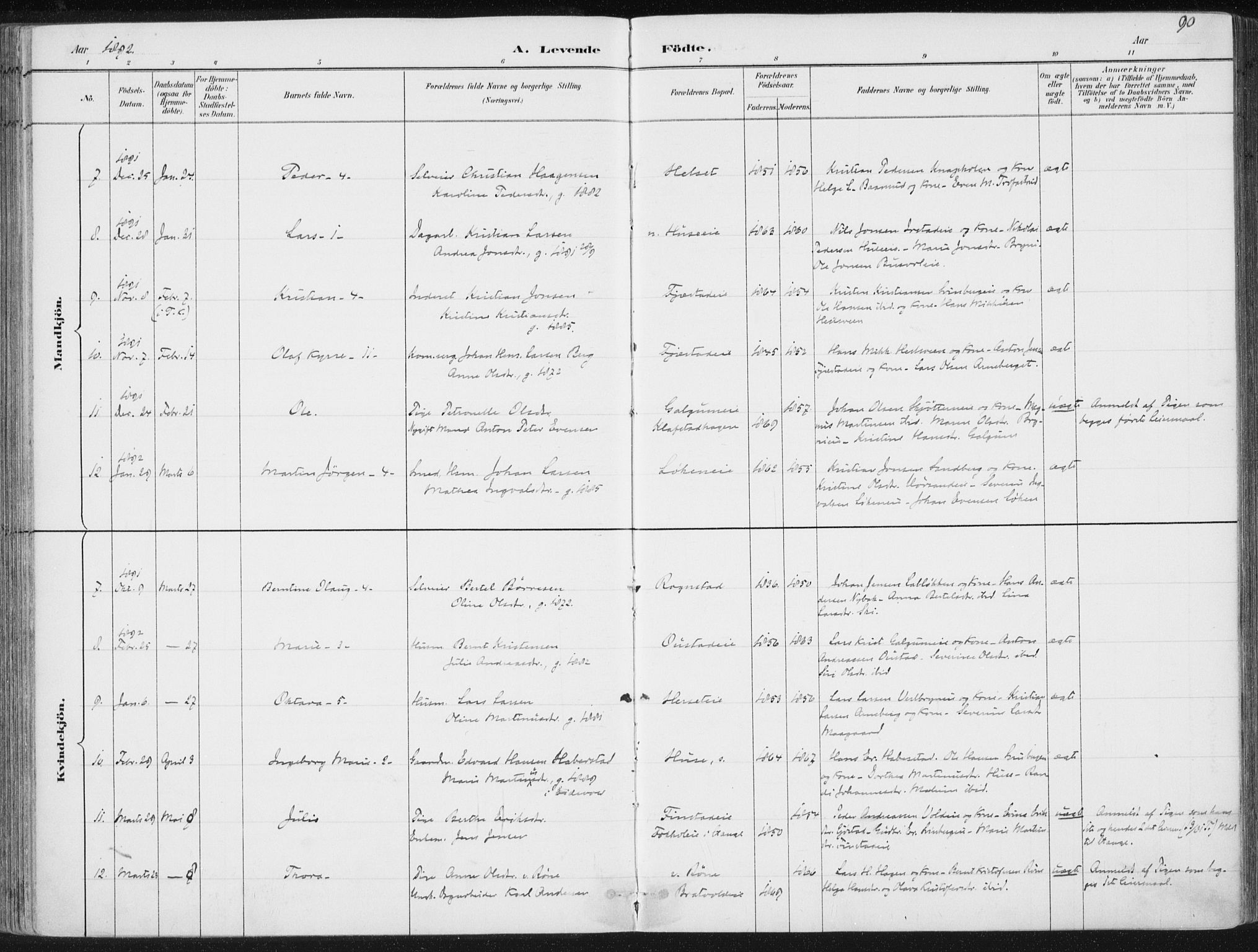 Romedal prestekontor, AV/SAH-PREST-004/K/L0010: Parish register (official) no. 10, 1880-1895, p. 90