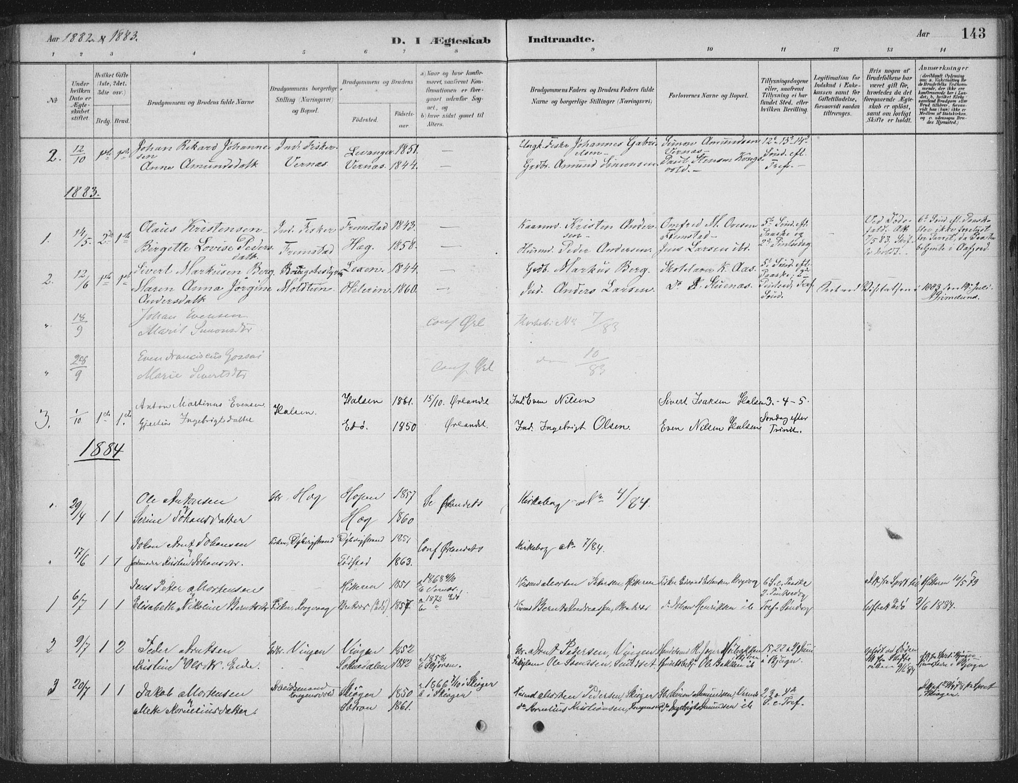 Ministerialprotokoller, klokkerbøker og fødselsregistre - Sør-Trøndelag, SAT/A-1456/662/L0755: Parish register (official) no. 662A01, 1879-1905, p. 143
