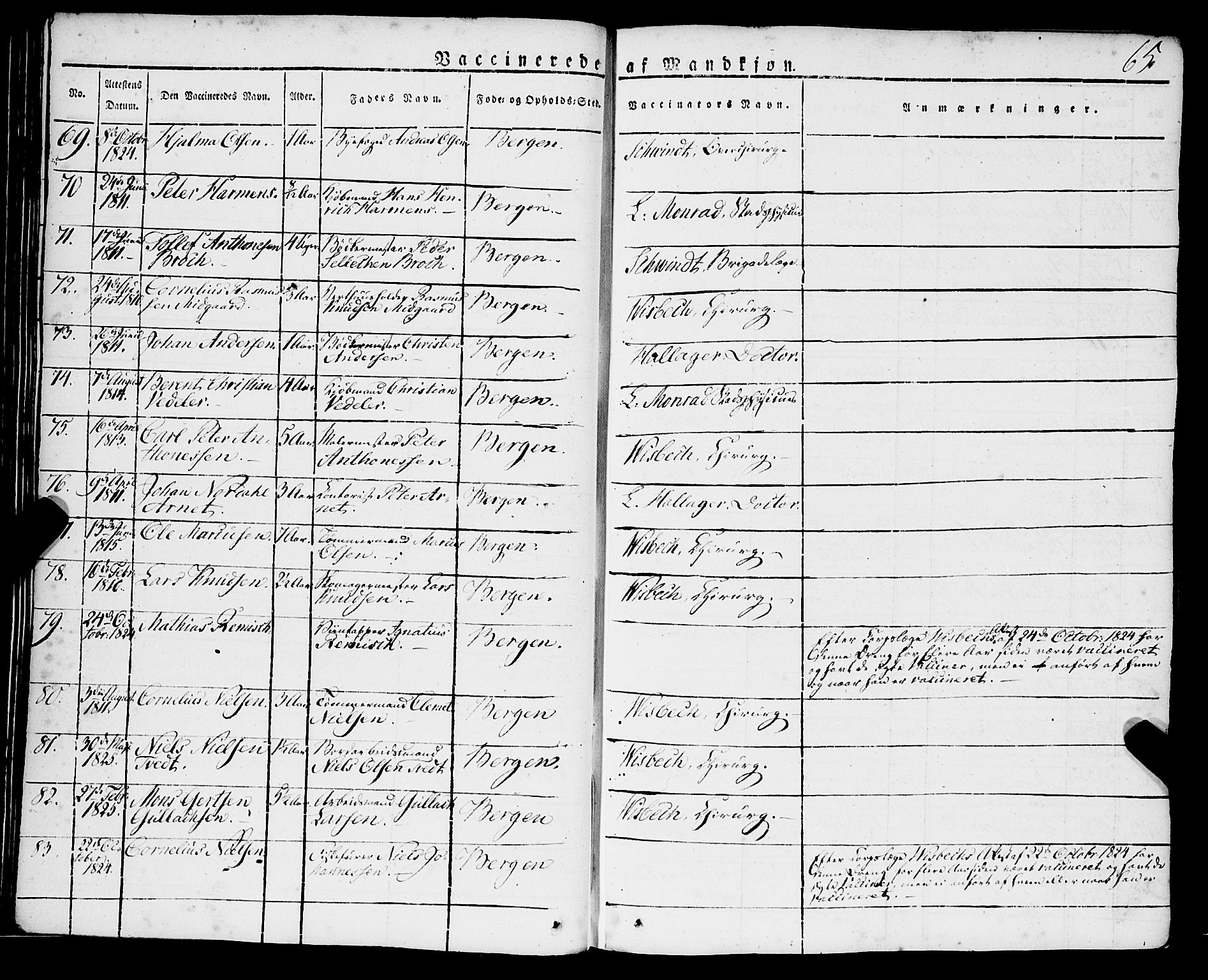 Korskirken sokneprestembete, SAB/A-76101/H/Haa/L0050: Parish register (official) no. F 1, 1821-1869, p. 65