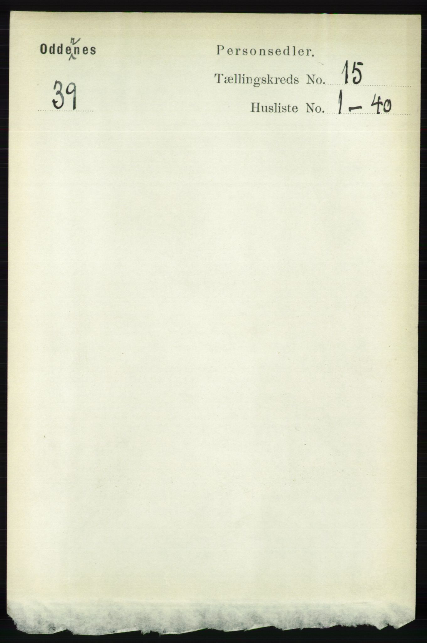 RA, 1891 census for 1012 Oddernes, 1891, p. 5052