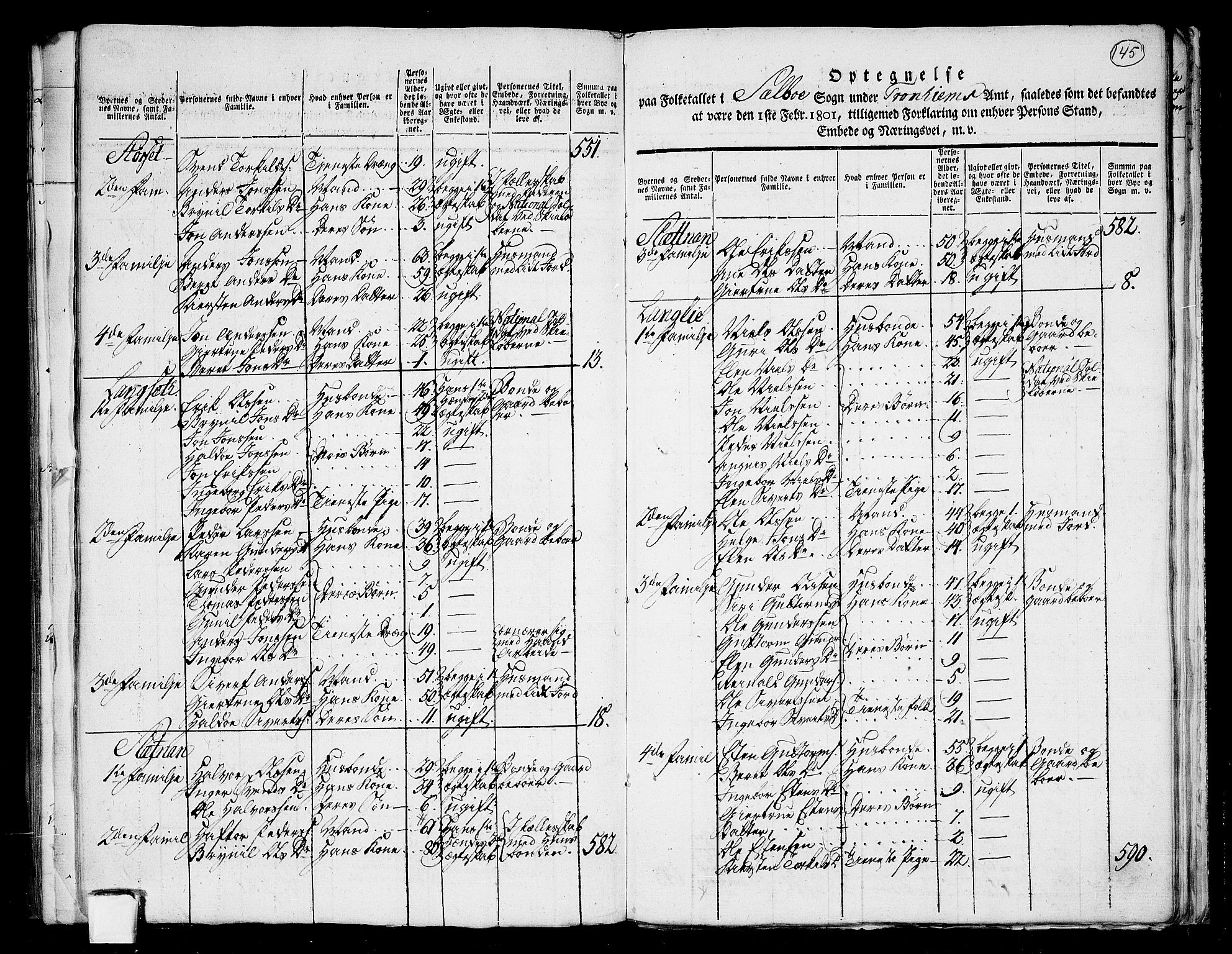 RA, 1801 census for 1664P Selbu, 1801, p. 144b-145a