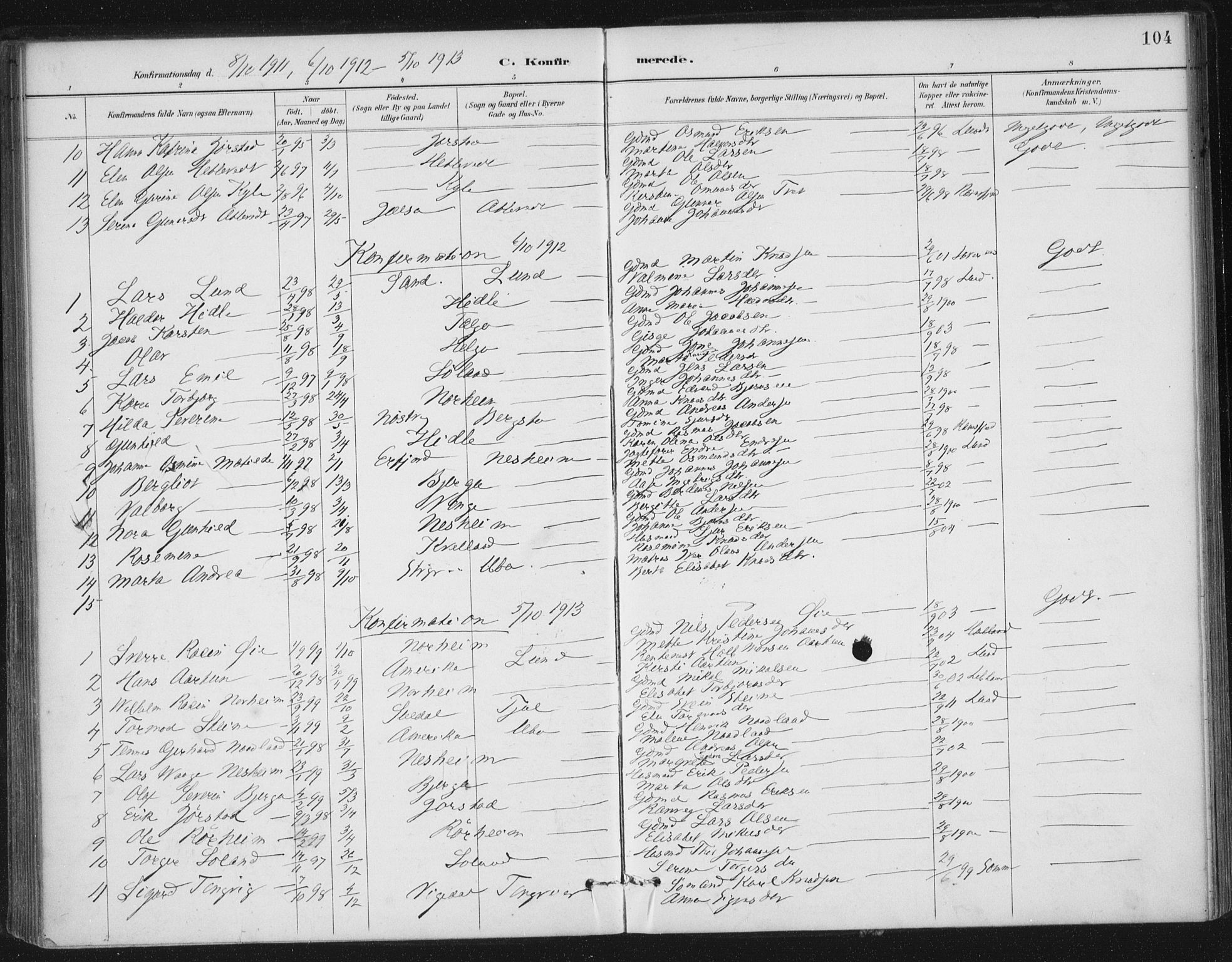 Nedstrand sokneprestkontor, AV/SAST-A-101841/01/IV: Parish register (official) no. A 13, 1887-1915, p. 104