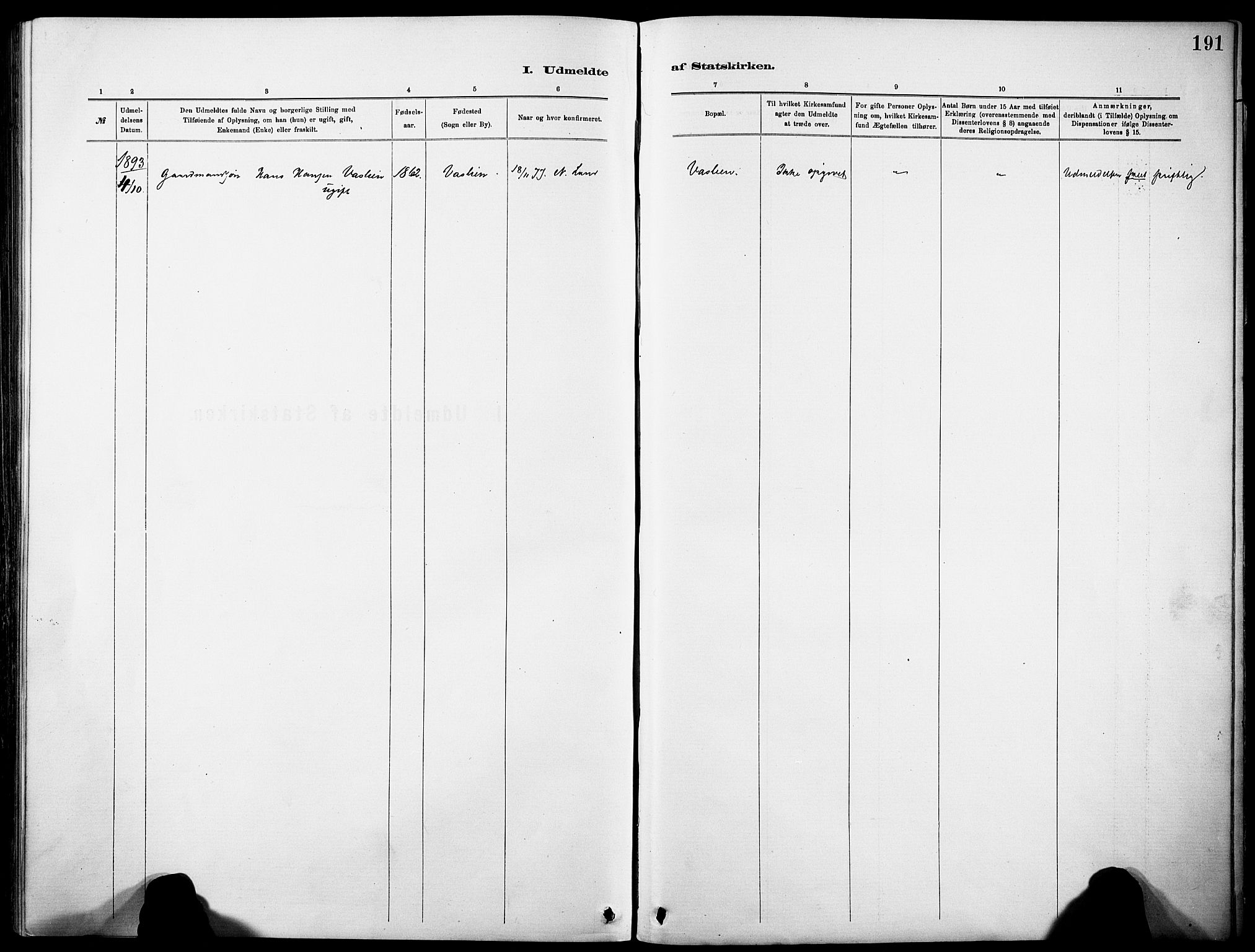 Nordre Land prestekontor, SAH/PREST-124/H/Ha/Haa/L0005: Parish register (official) no. 5, 1882-1903, p. 191