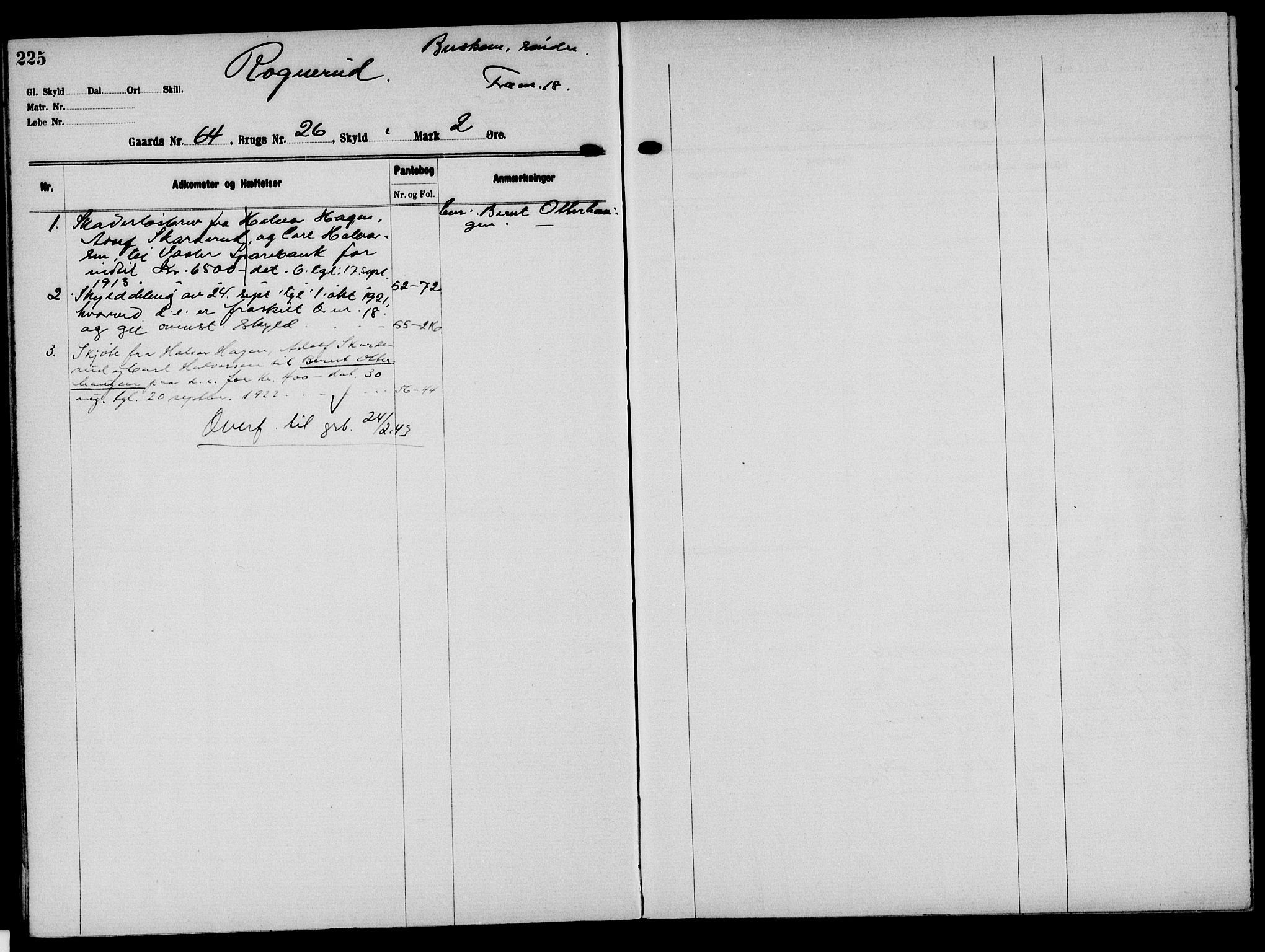 Solør tingrett, AV/SAH-TING-008/H/Ha/Hak/L0005: Mortgage register no. V, 1900-1935, p. 225