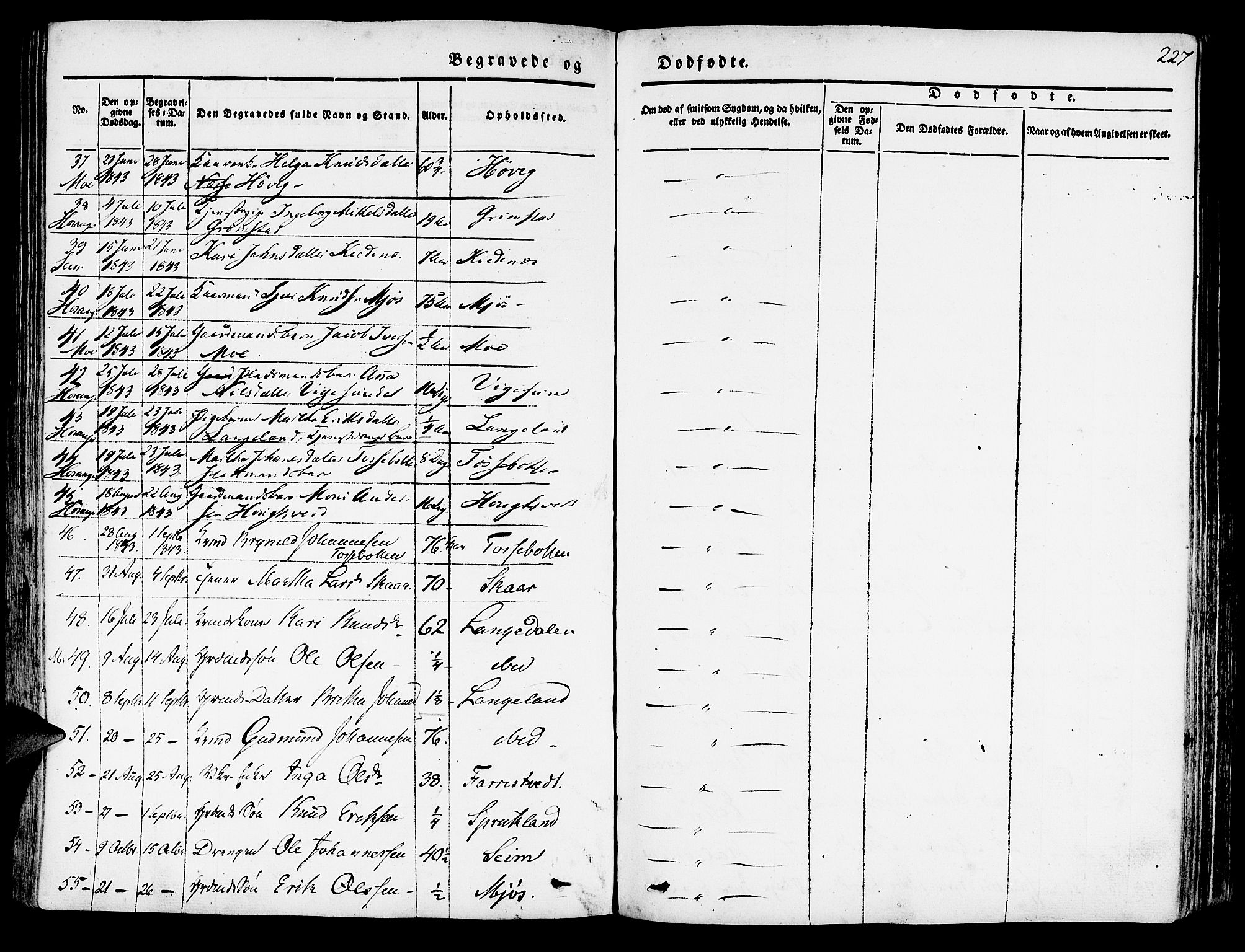 Hosanger sokneprestembete, SAB/A-75801/H/Haa: Parish register (official) no. A 7, 1835-1848, p. 227