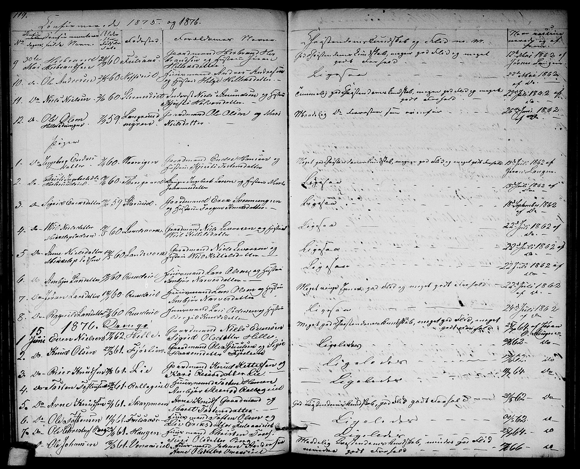 Rollag kirkebøker, SAKO/A-240/G/Ga/L0003: Parish register (copy) no. I 3, 1856-1887, p. 119