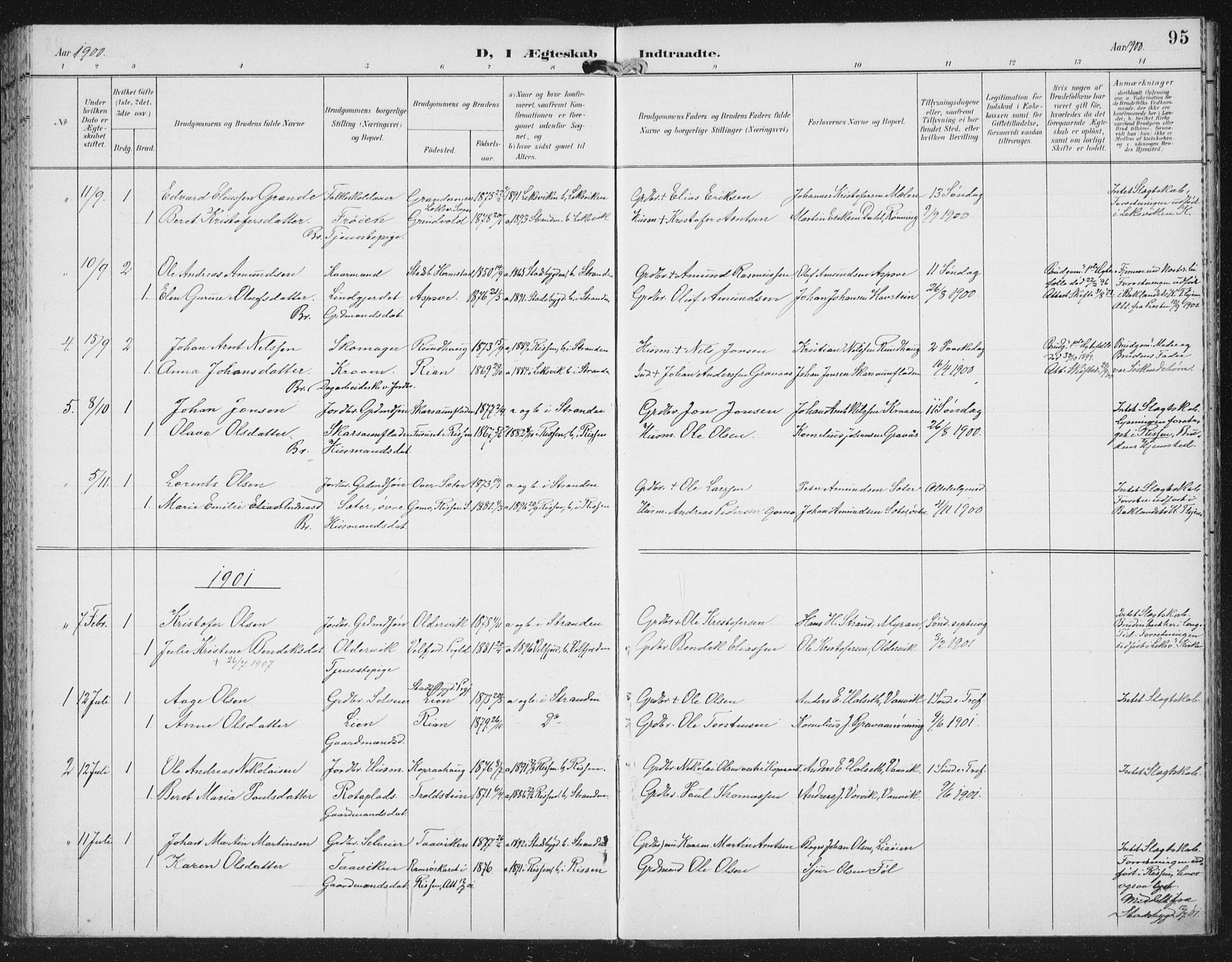 Ministerialprotokoller, klokkerbøker og fødselsregistre - Nord-Trøndelag, SAT/A-1458/702/L0024: Parish register (official) no. 702A02, 1898-1914, p. 95