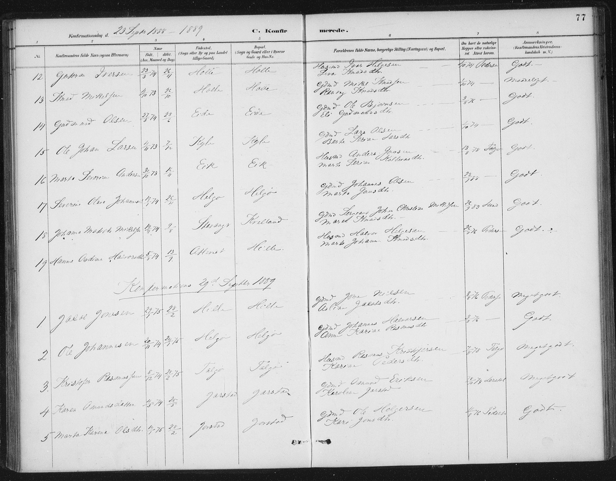 Nedstrand sokneprestkontor, AV/SAST-A-101841/01/IV: Parish register (official) no. A 13, 1887-1915, p. 77