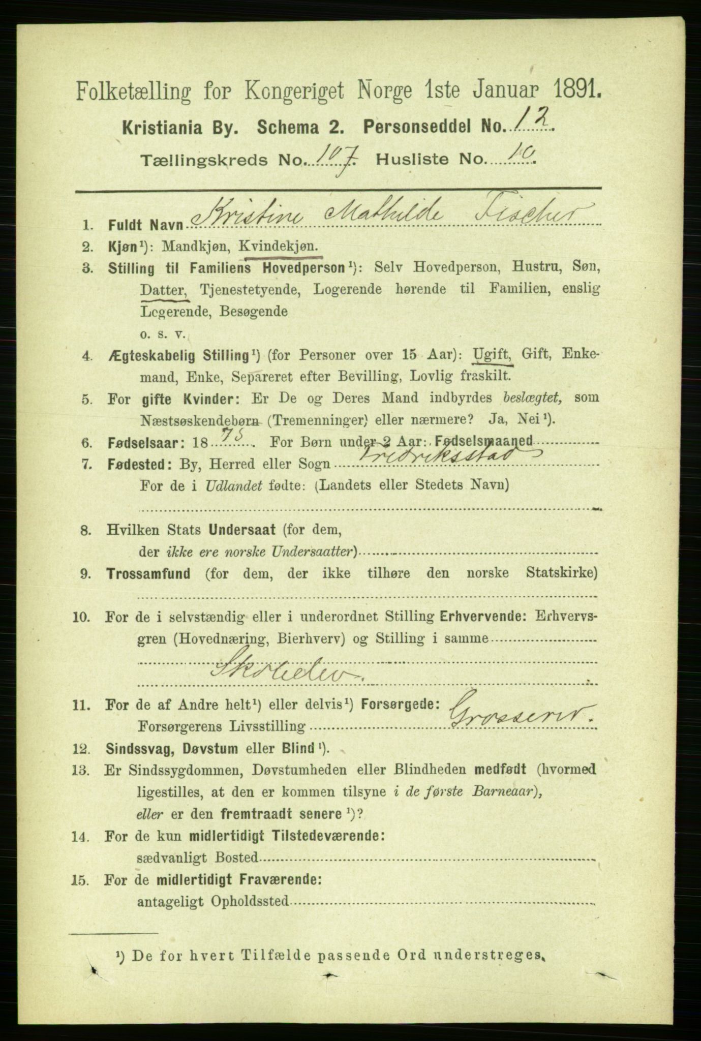 RA, 1891 census for 0301 Kristiania, 1891, p. 54880