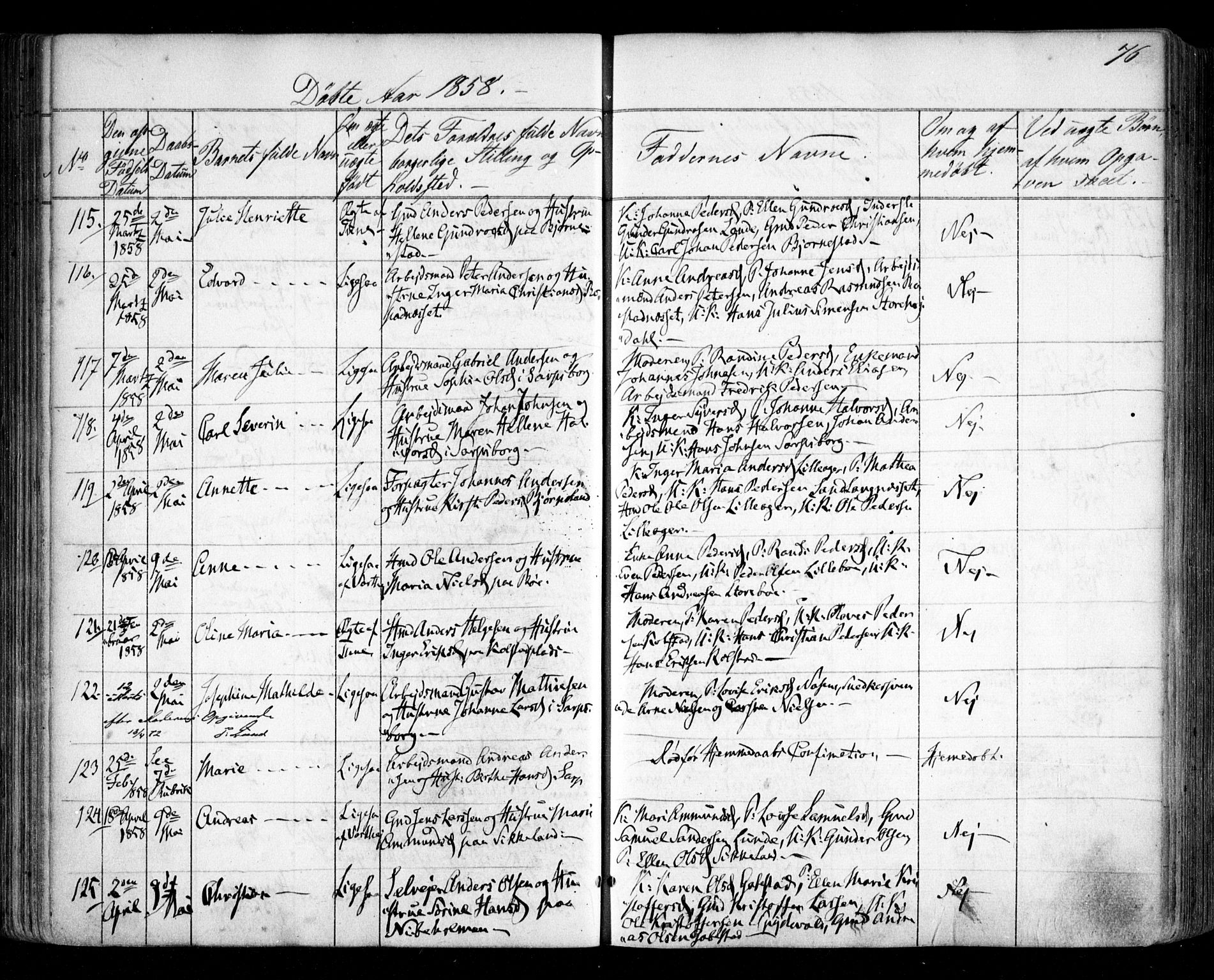 Tune prestekontor Kirkebøker, AV/SAO-A-2007/F/Fa/L0012: Parish register (official) no. 12, 1856-1859, p. 76