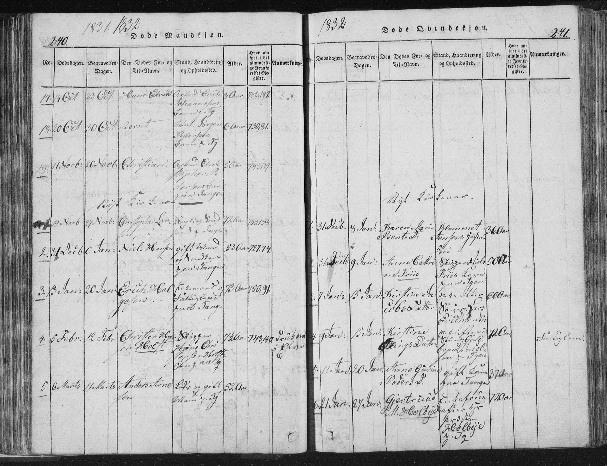 Strømsø kirkebøker, SAKO/A-246/F/Fb/L0004: Parish register (official) no. II 4, 1814-1843, p. 240-241
