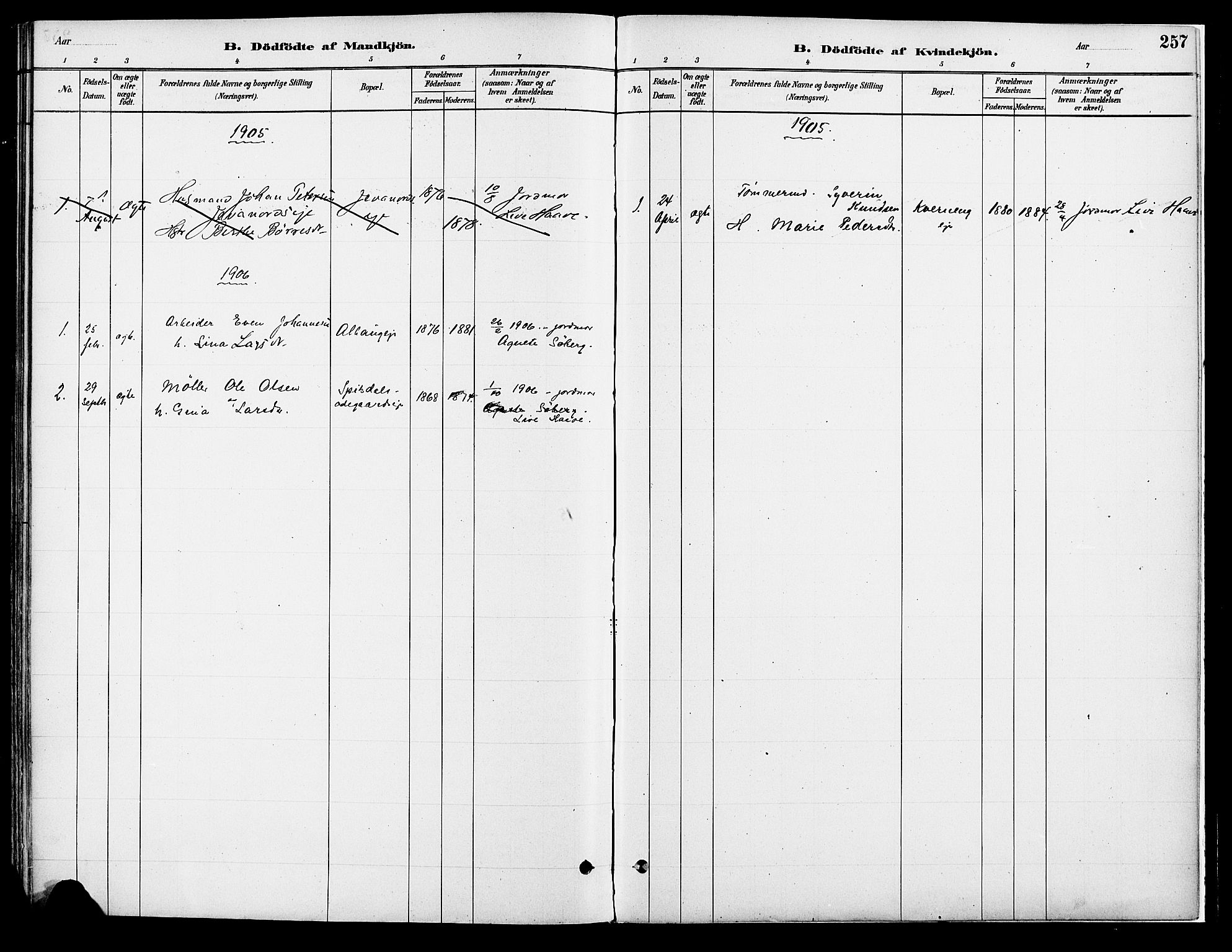 Vang prestekontor, Hedmark, SAH/PREST-008/H/Ha/Haa/L0018A: Parish register (official) no. 18A, 1880-1906, p. 257