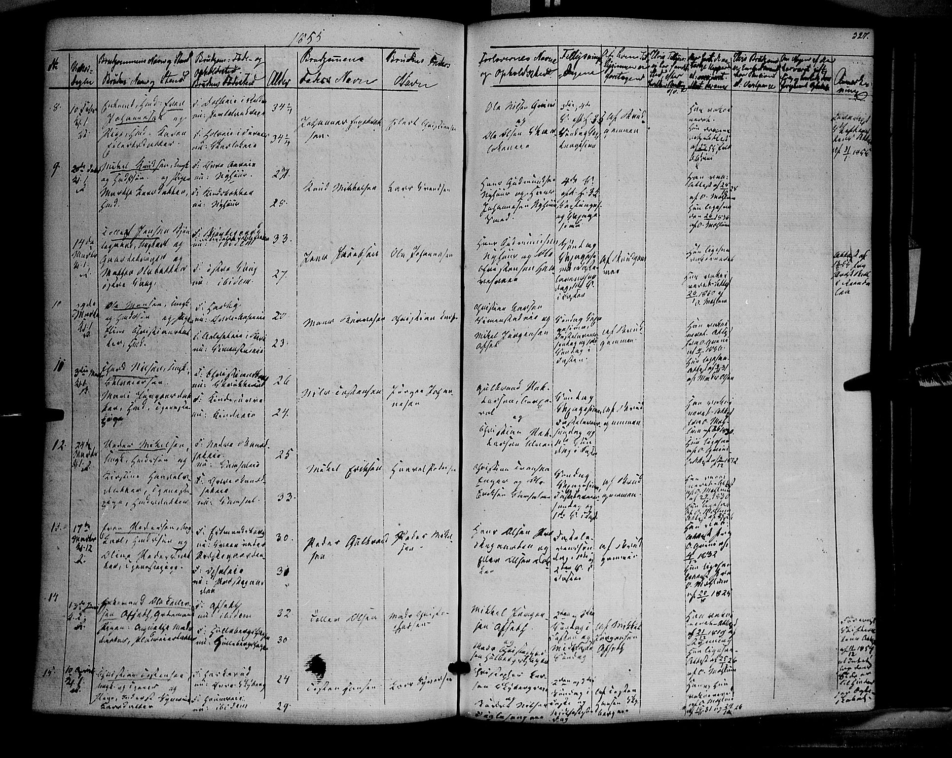 Ringsaker prestekontor, SAH/PREST-014/K/Ka/L0009: Parish register (official) no. 9, 1850-1860, p. 327