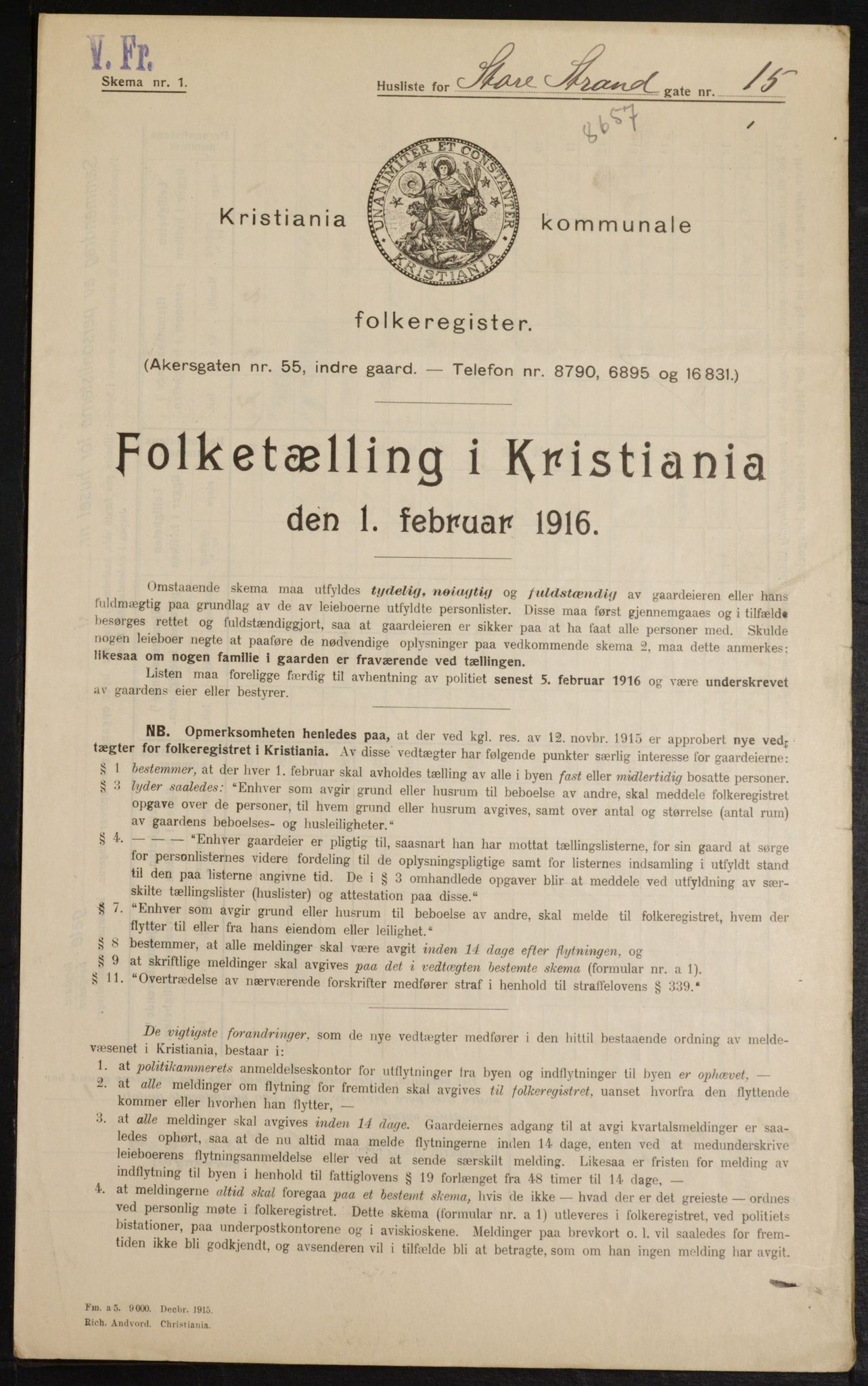 OBA, Municipal Census 1916 for Kristiania, 1916, p. 105693