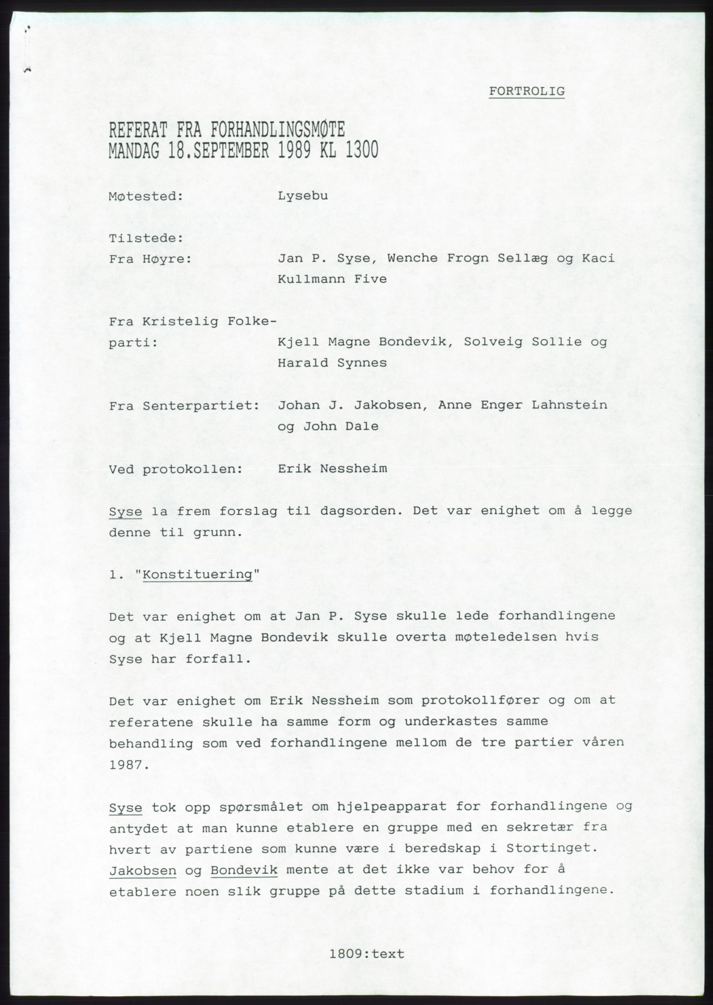 Forhandlingsmøtene 1989 mellom Høyre, KrF og Senterpartiet om dannelse av regjering, RA/PA-0697/A/L0001: Forhandlingsprotokoll med vedlegg, 1989, p. 43