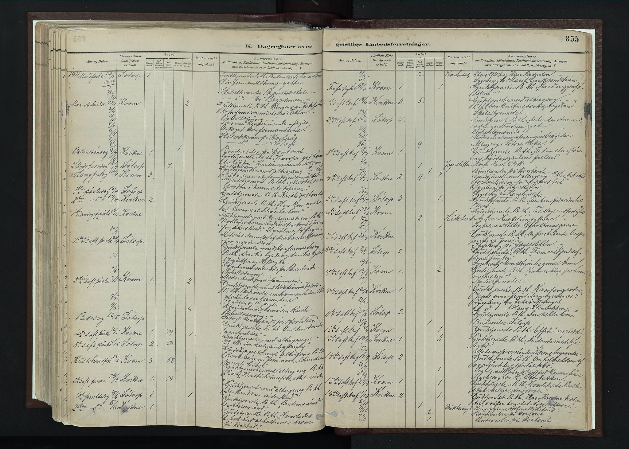 Nord-Fron prestekontor, SAH/PREST-080/H/Ha/Haa/L0004: Parish register (official) no. 4, 1884-1914, p. 355
