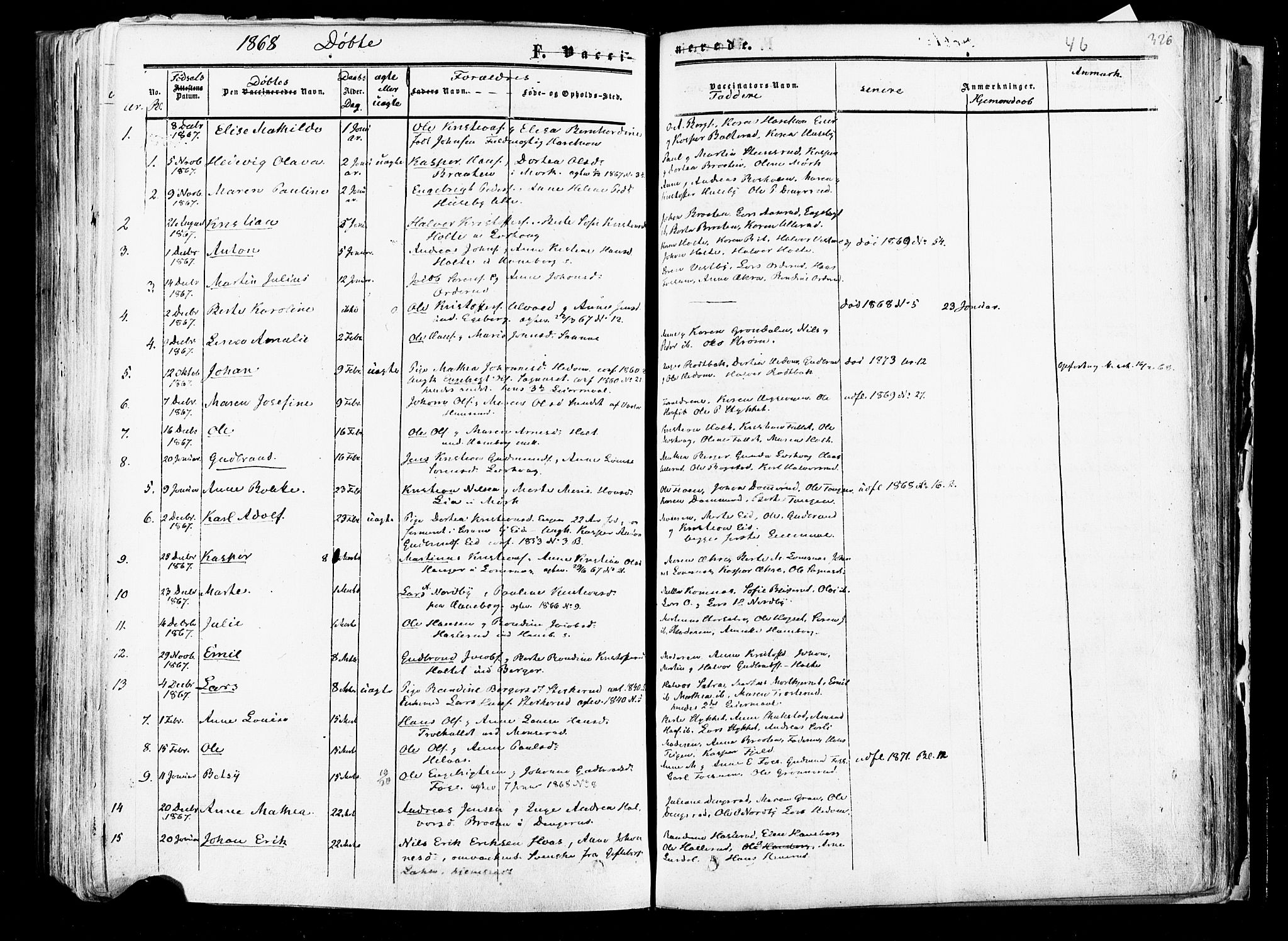 Aurskog prestekontor Kirkebøker, SAO/A-10304a/F/Fa/L0007: Parish register (official) no. I 7, 1854-1877, p. 326