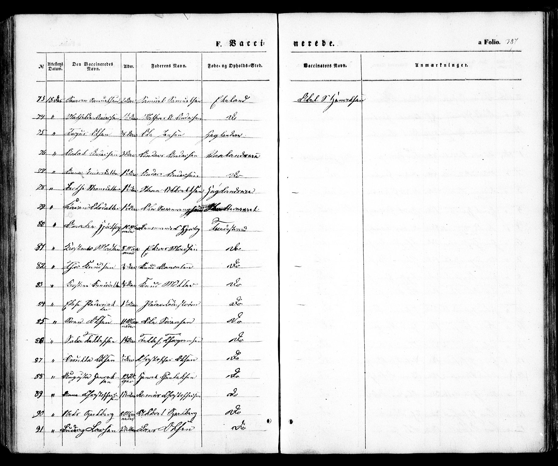 Holt sokneprestkontor, AV/SAK-1111-0021/F/Fa/L0008: Parish register (official) no. A 8, 1849-1860, p. 387