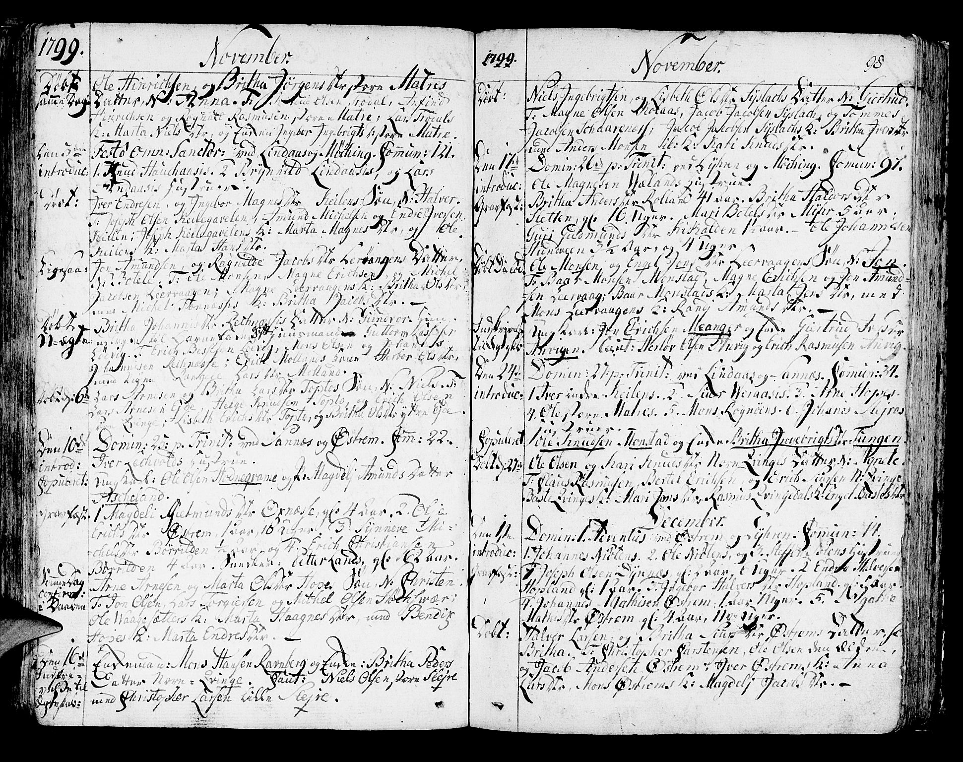 Lindås Sokneprestembete, AV/SAB-A-76701/H/Haa/Haaa/L0005: Parish register (official) no. A 5, 1791-1813, p. 98