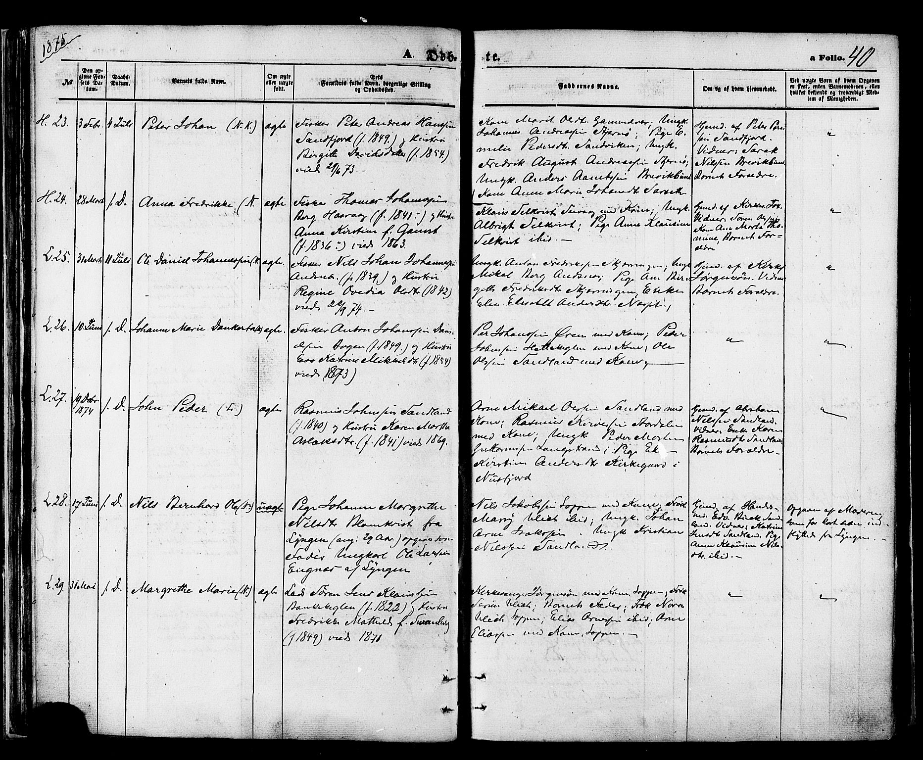 Loppa sokneprestkontor, AV/SATØ-S-1339/H/Ha/L0005kirke: Parish register (official) no. 5, 1869-1878, p. 40