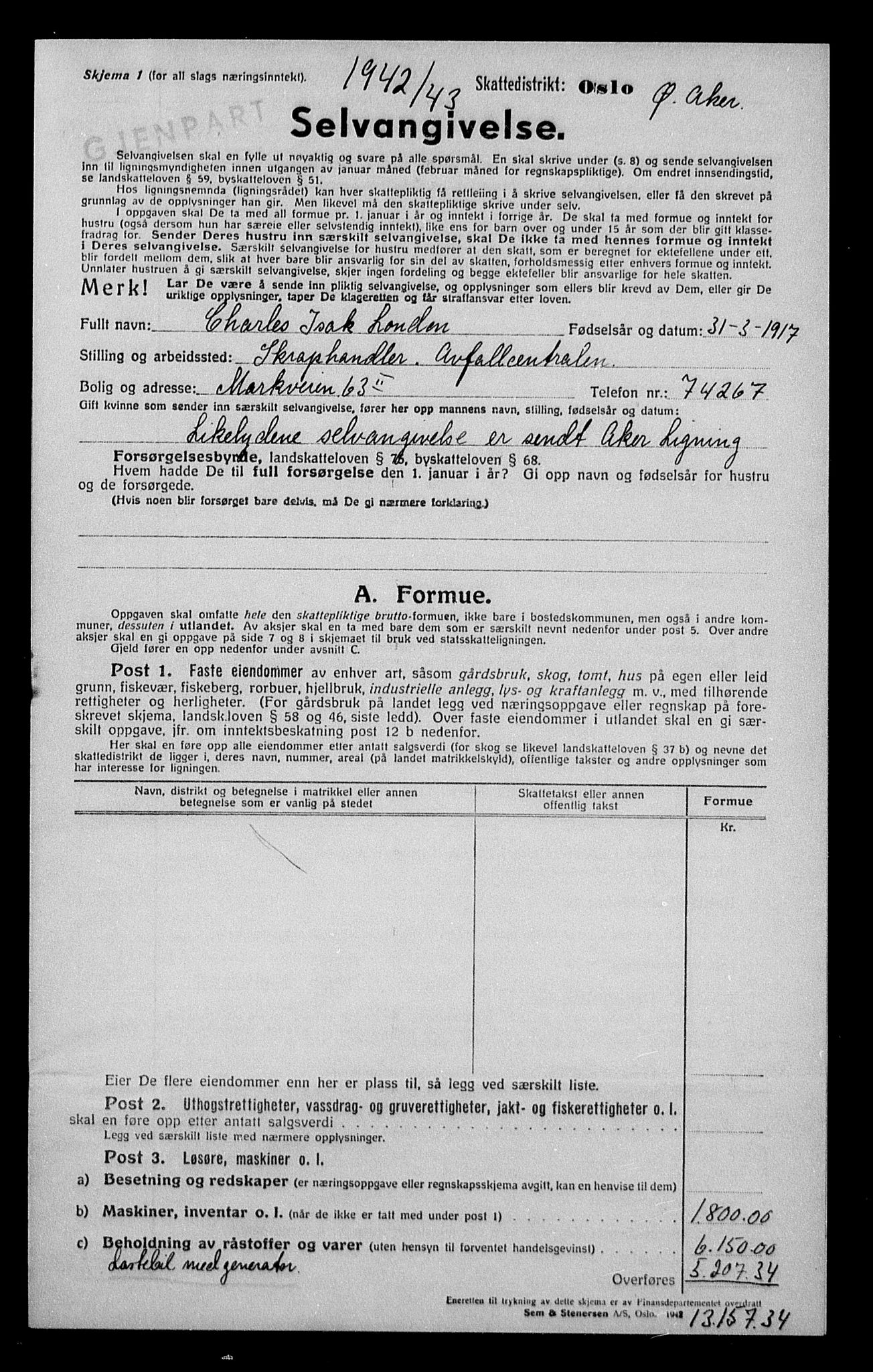 Justisdepartementet, Tilbakeføringskontoret for inndratte formuer, AV/RA-S-1564/H/Hc/Hcc/L0960: --, 1945-1947, p. 333