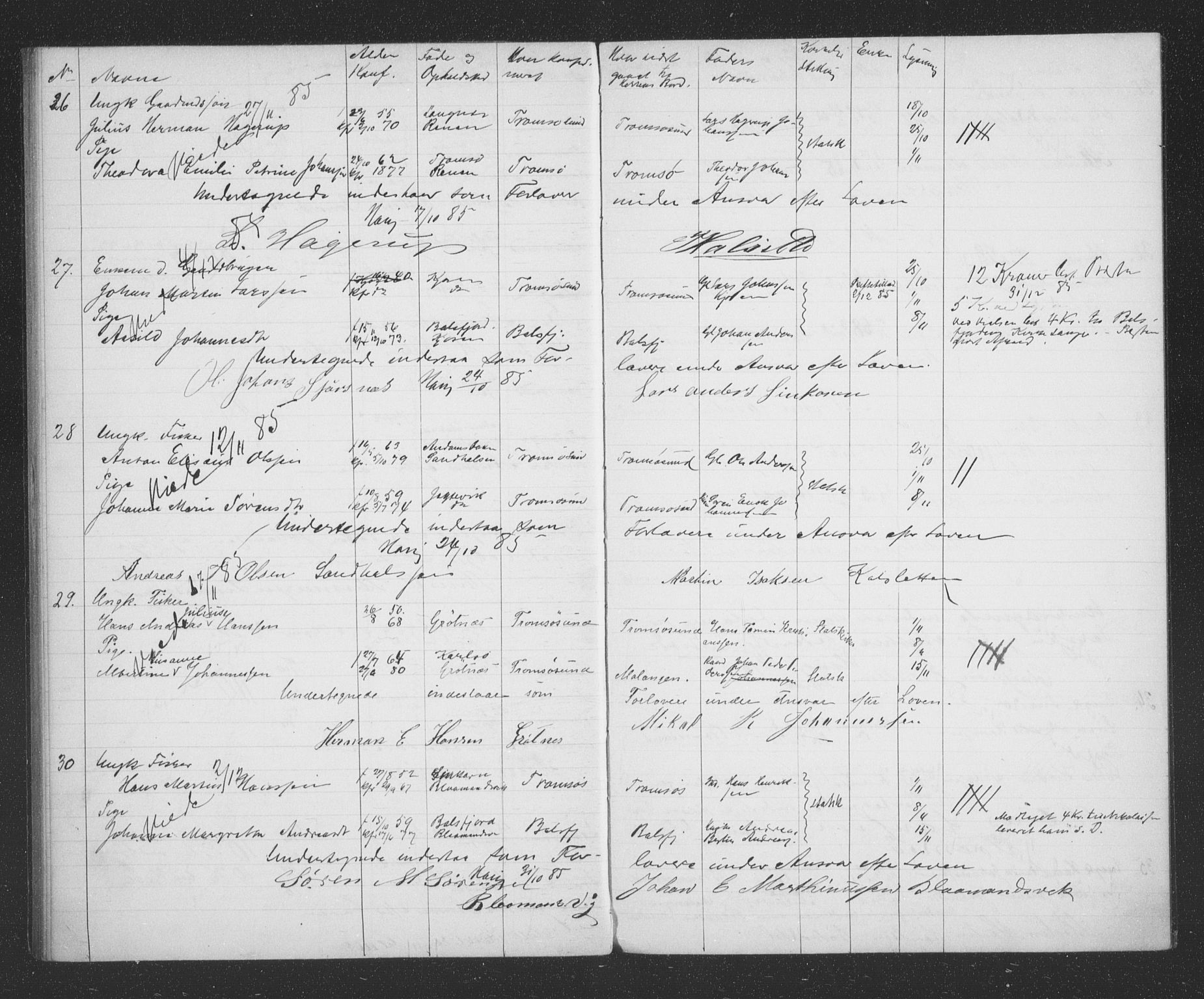 Tromsøysund sokneprestkontor, AV/SATØ-S-1304/H/Hc/L0056: Banns register no. 56, 1880-1887