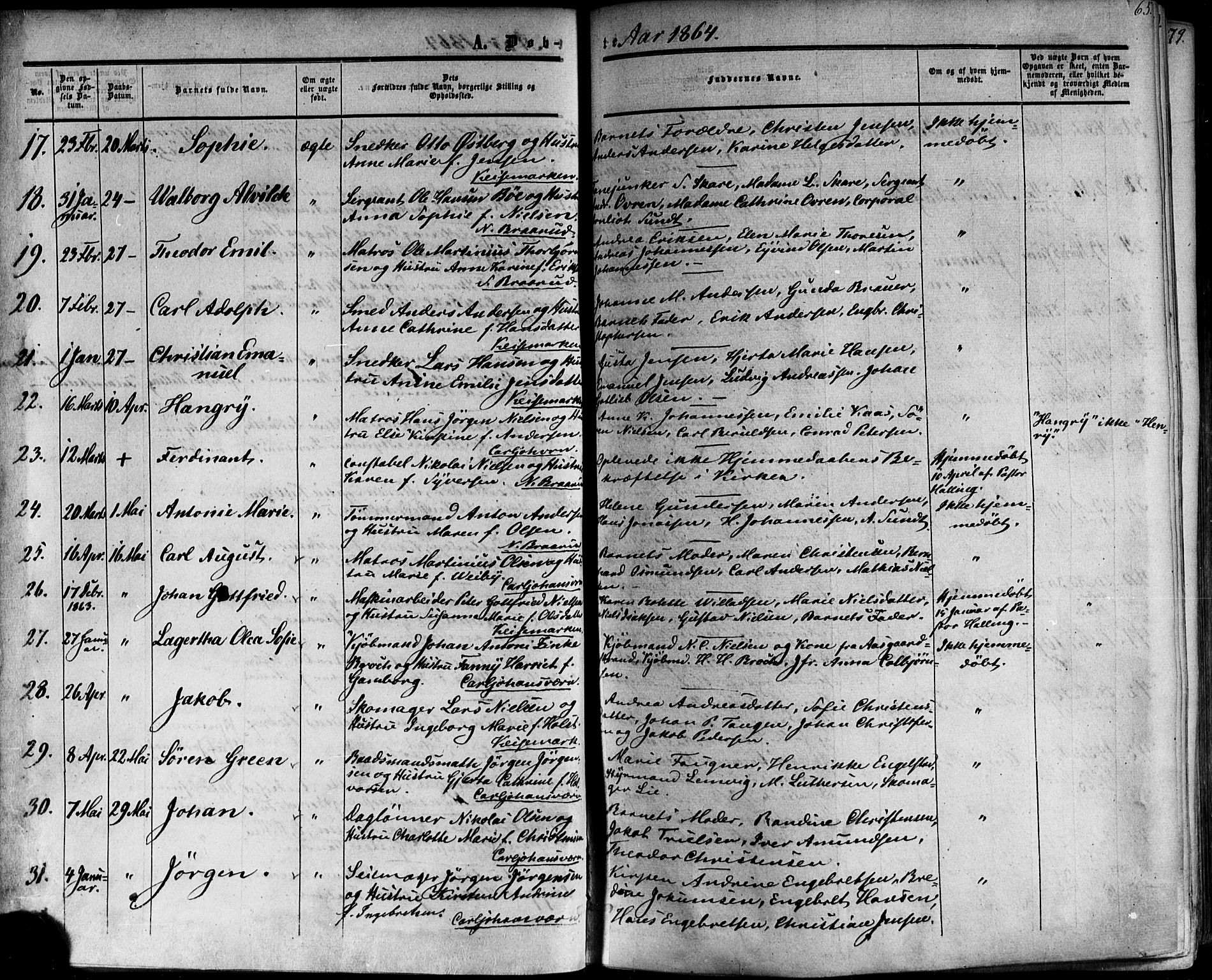 Horten kirkebøker, AV/SAKO-A-348/F/Fa/L0001: Parish register (official) no. 1, 1855-1871, p. 65