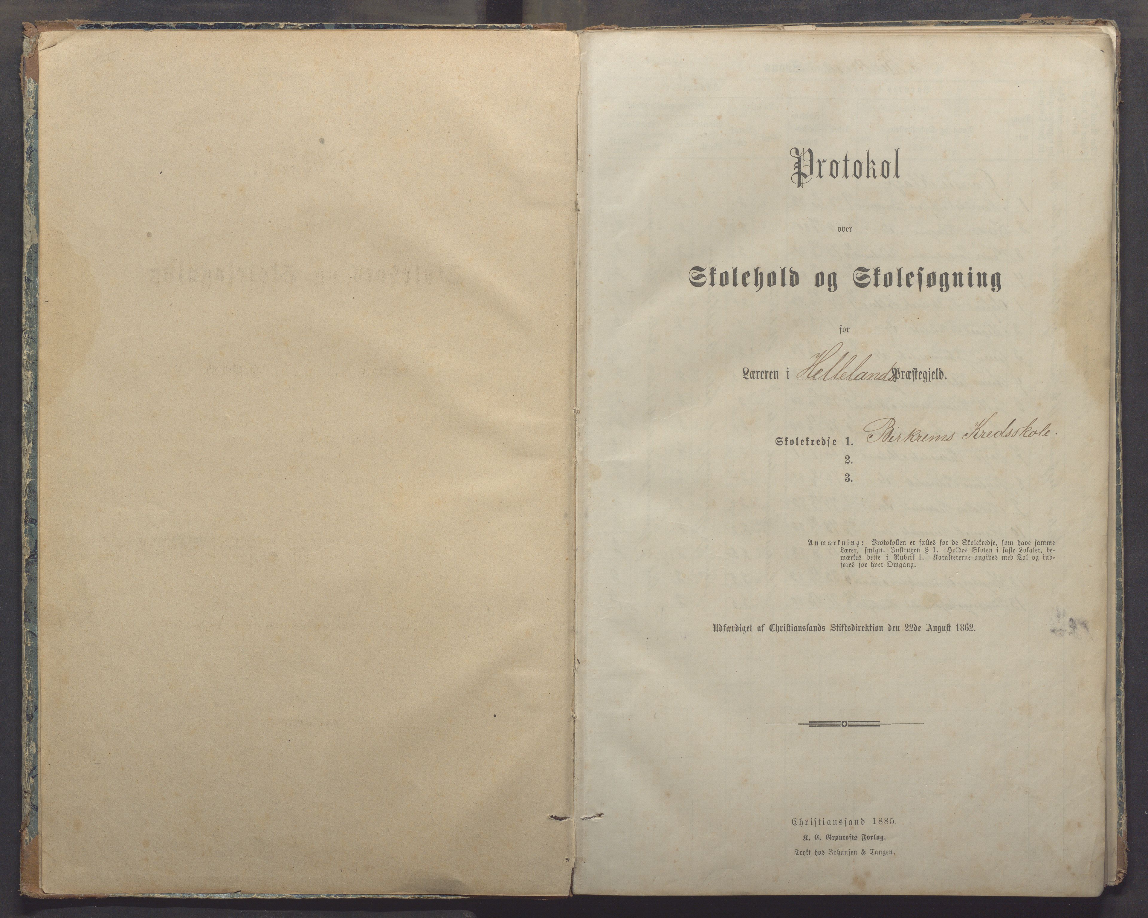 Bjerkreim kommune - Bjerkreim skule, IKAR/K-101541/H/L0002: Skuleprotokoll, 1886-1895, p. 0b-1a