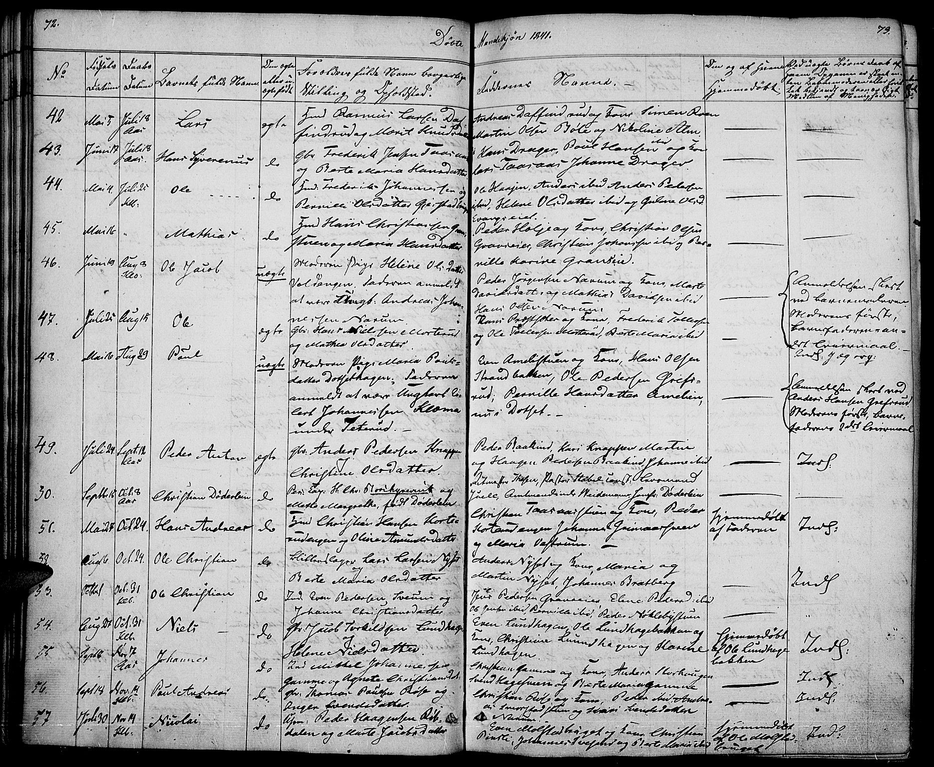 Vestre Toten prestekontor, AV/SAH-PREST-108/H/Ha/Haa/L0003: Parish register (official) no. 3, 1836-1843, p. 72-73