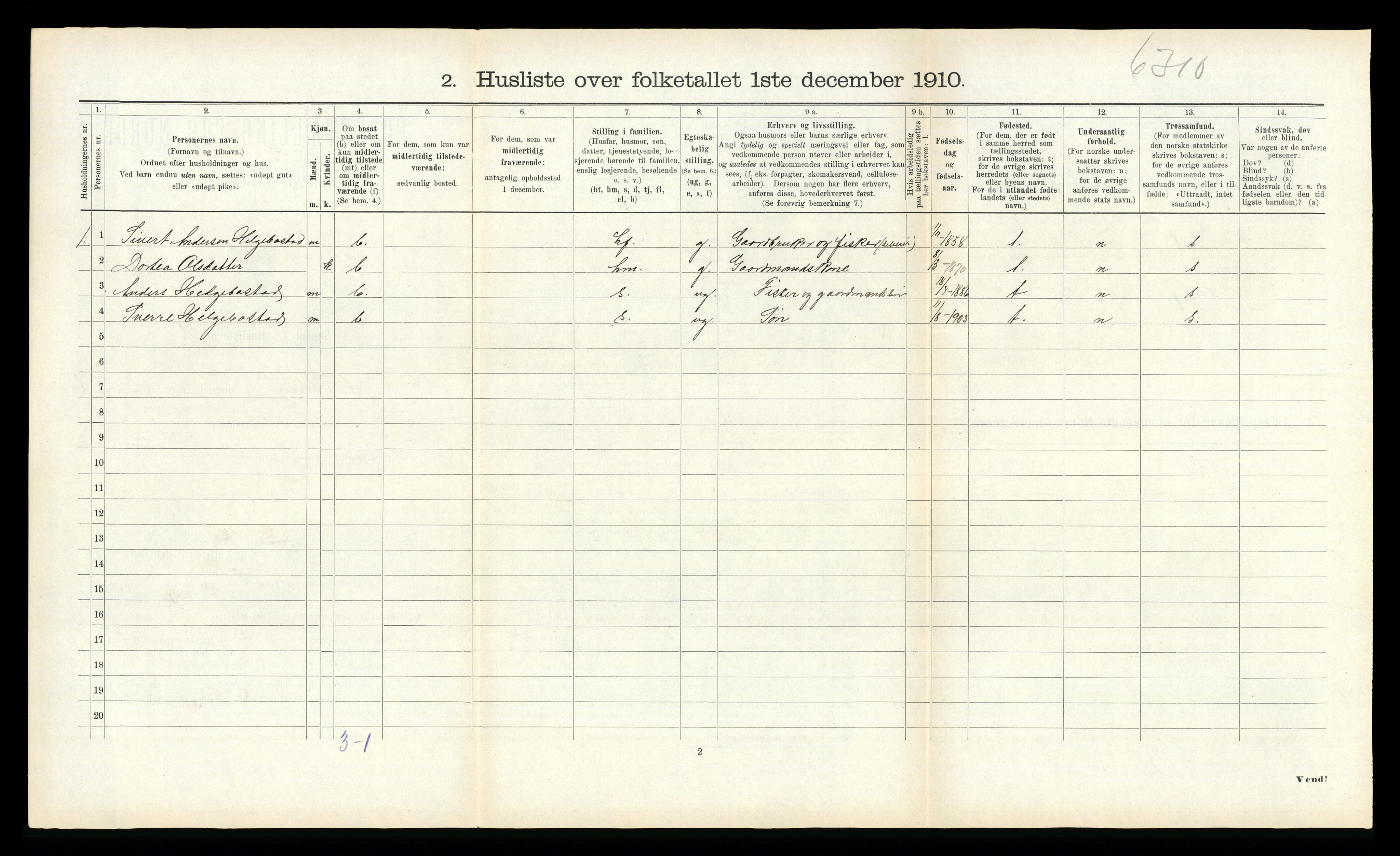 RA, 1910 census for Hitra, 1910, p. 534