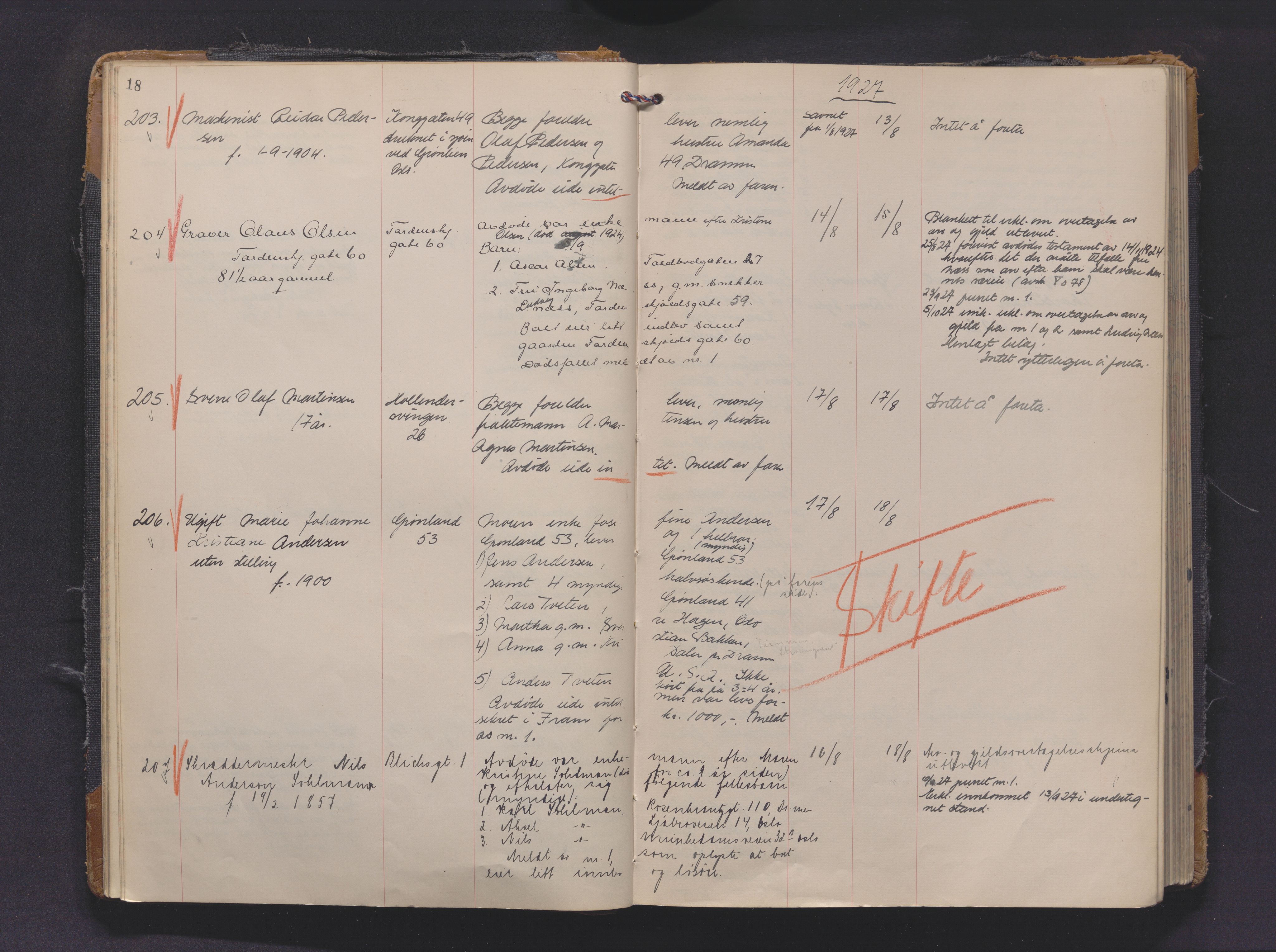 Drammen byfogd, AV/SAKO-A-222/H/Ha/Haa/L0016: Dødsjournal., 1927-1930, p. 18
