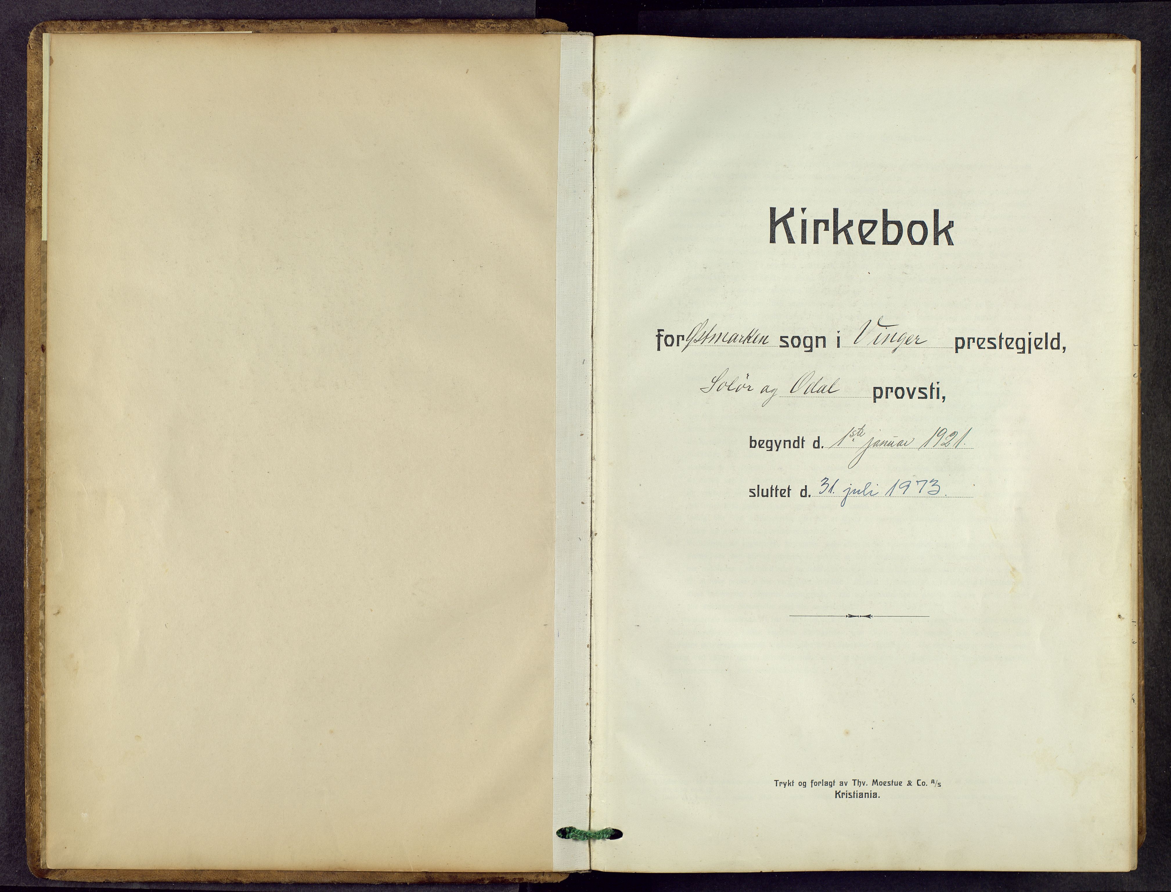 Vinger prestekontor, AV/SAH-PREST-024/H/Ha/Hab/L0006: Parish register (copy) no. 6, 1921-1973