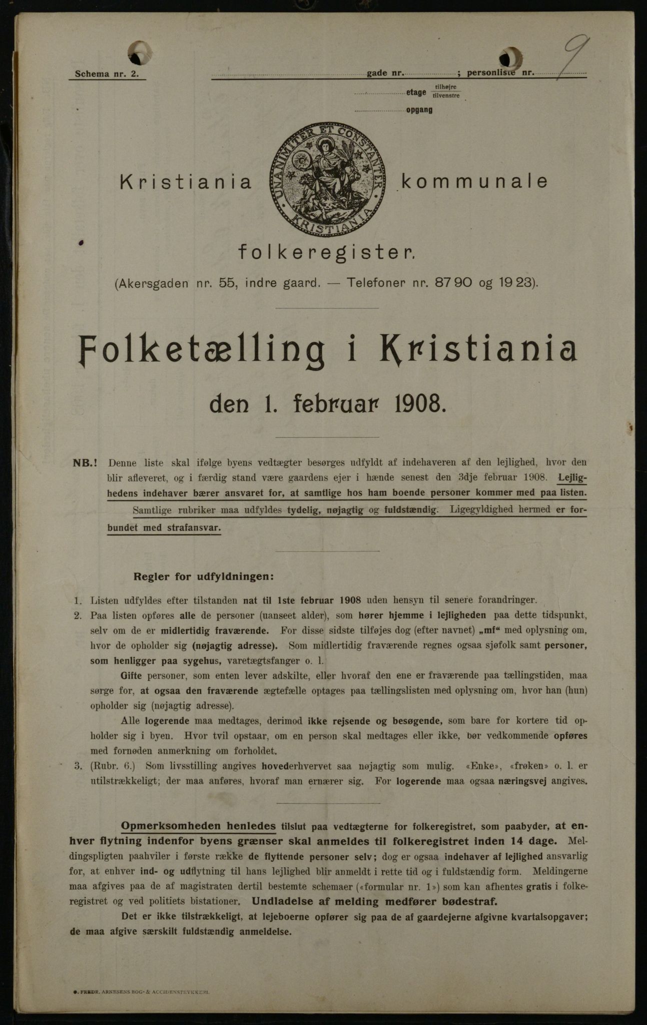 OBA, Municipal Census 1908 for Kristiania, 1908, p. 8718