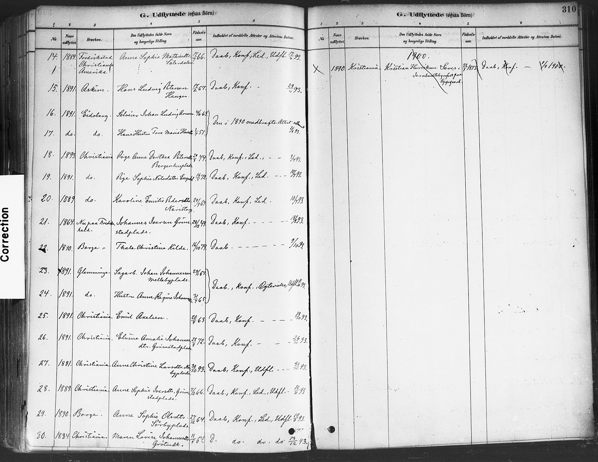 Rakkestad prestekontor Kirkebøker, AV/SAO-A-2008/F/Fa/L0012: Parish register (official) no. I 12, 1878-1893, p. 310