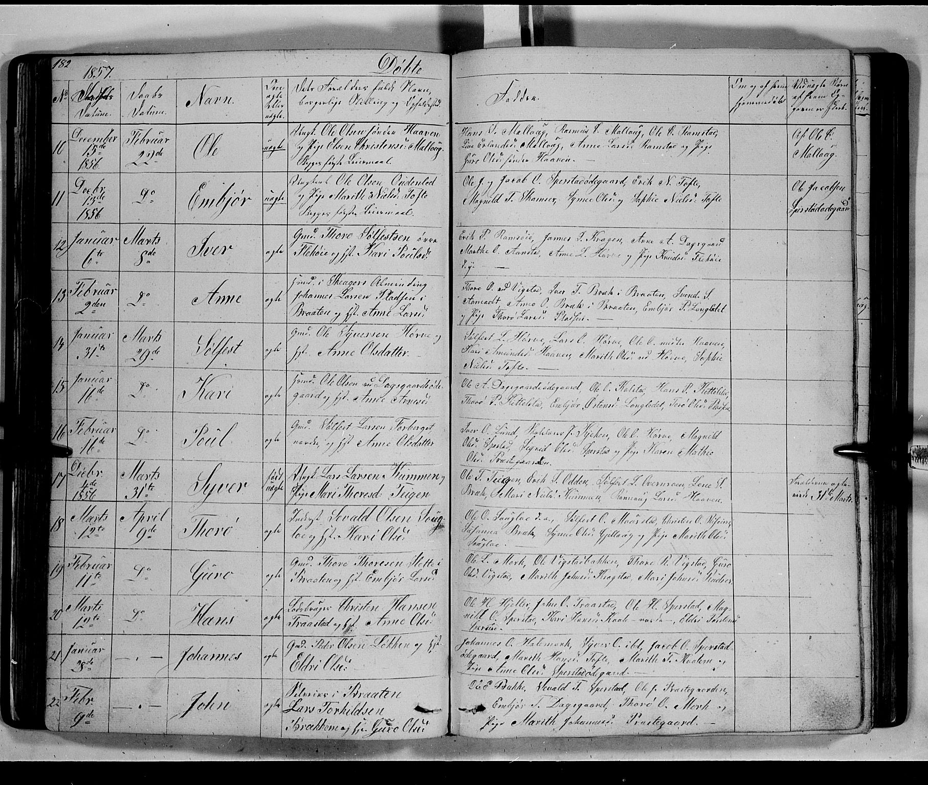 Lom prestekontor, SAH/PREST-070/L/L0004: Parish register (copy) no. 4, 1845-1864, p. 182-183