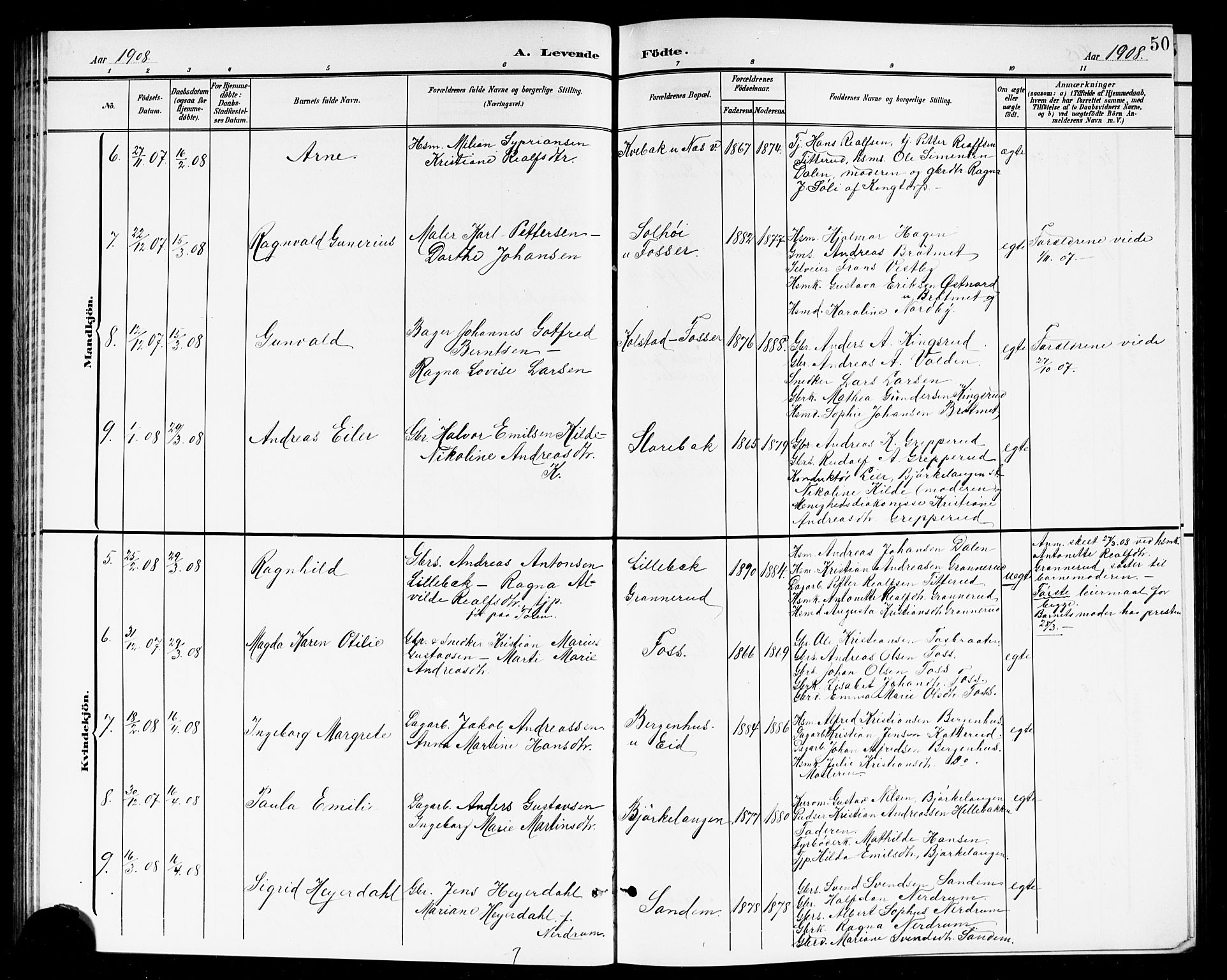 Høland prestekontor Kirkebøker, AV/SAO-A-10346a/G/Ga/L0007: Parish register (copy) no. I 7, 1902-1914, p. 50