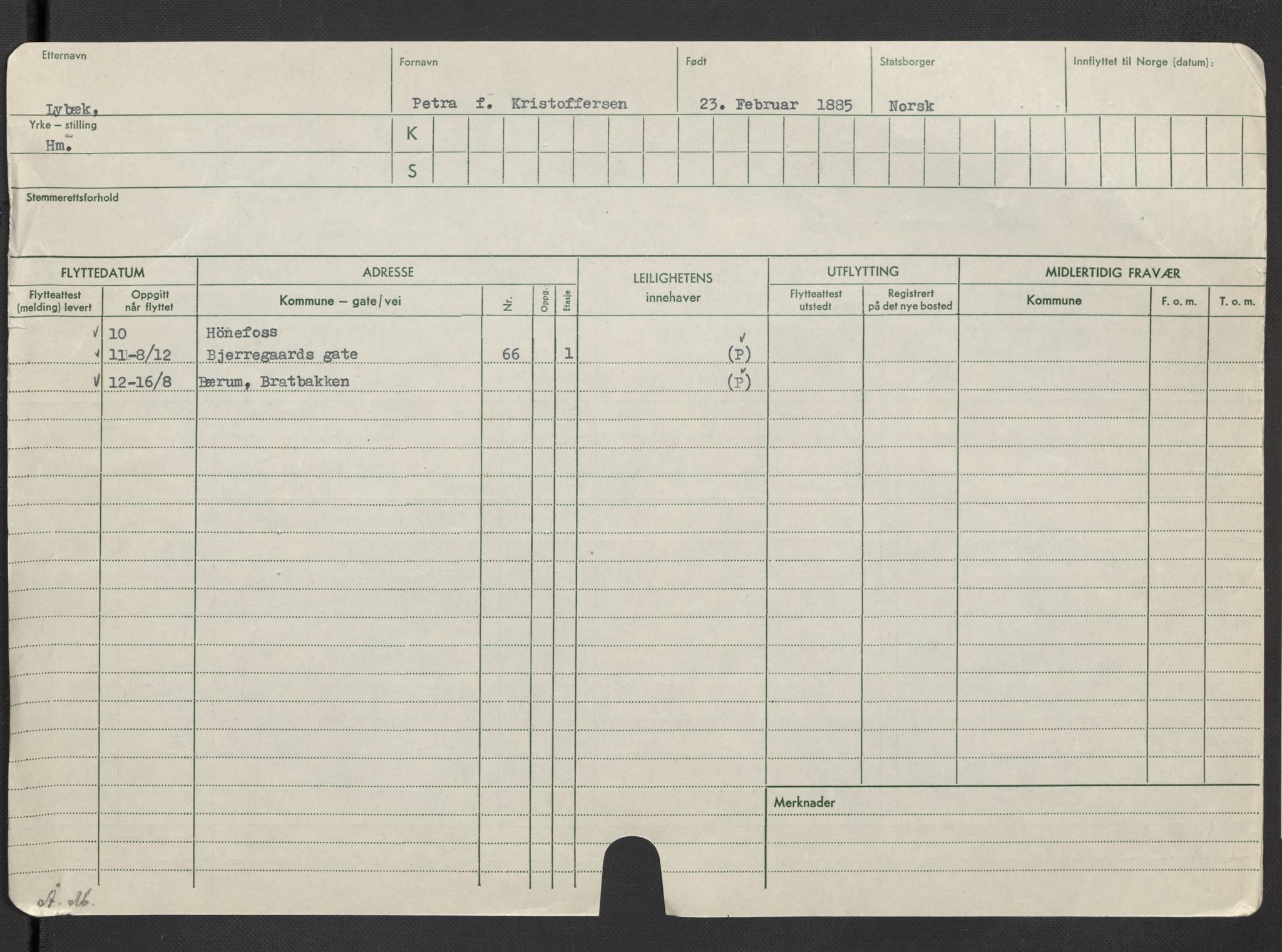 Oslo folkeregister, Registerkort, AV/SAO-A-11715/F/Fa/Fac/L0020: Kvinner, 1906-1914, p. 353a