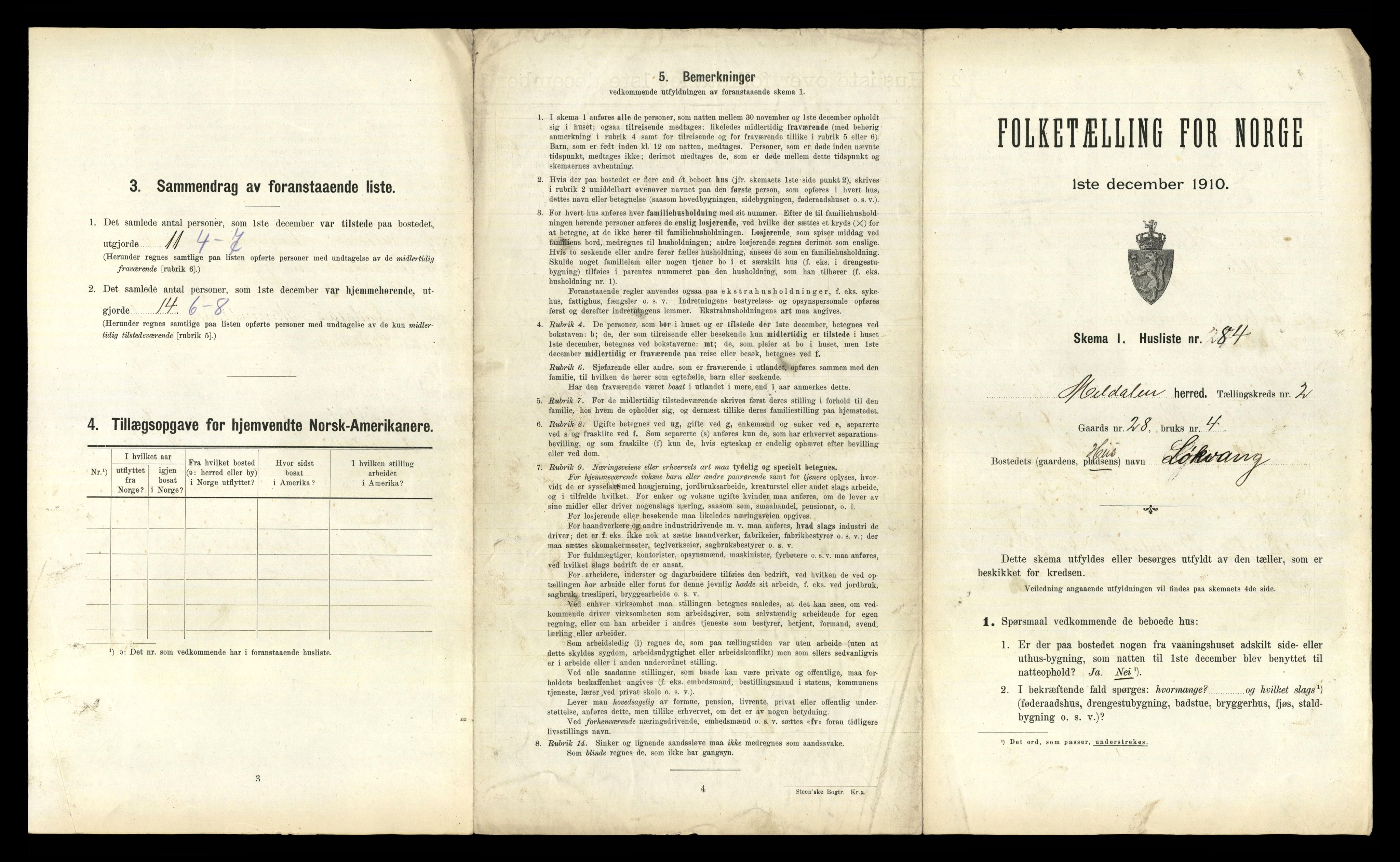 RA, 1910 census for Meldal, 1910, p. 269