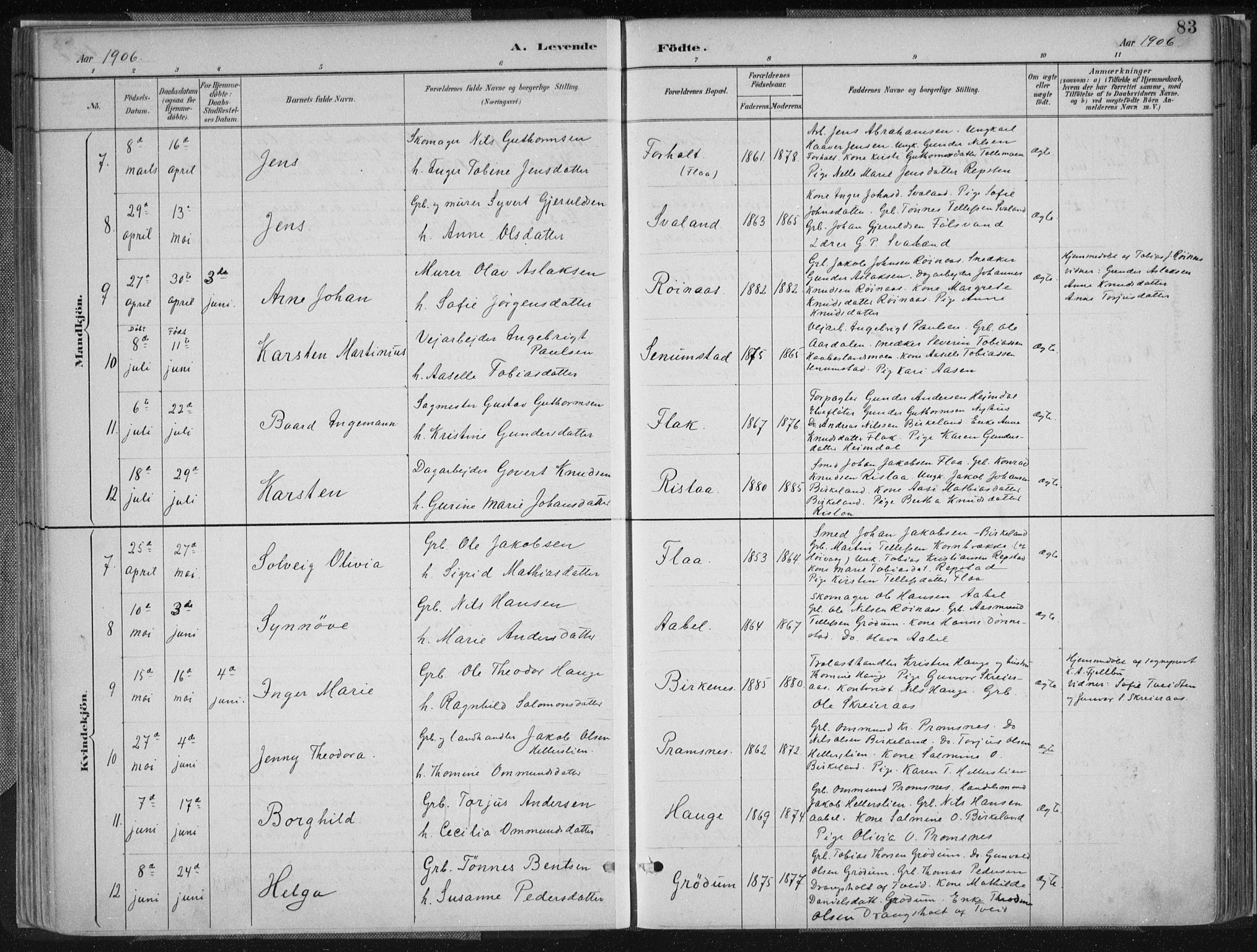 Birkenes sokneprestkontor, AV/SAK-1111-0004/F/Fa/L0005: Parish register (official) no. A 5, 1887-1907, p. 83