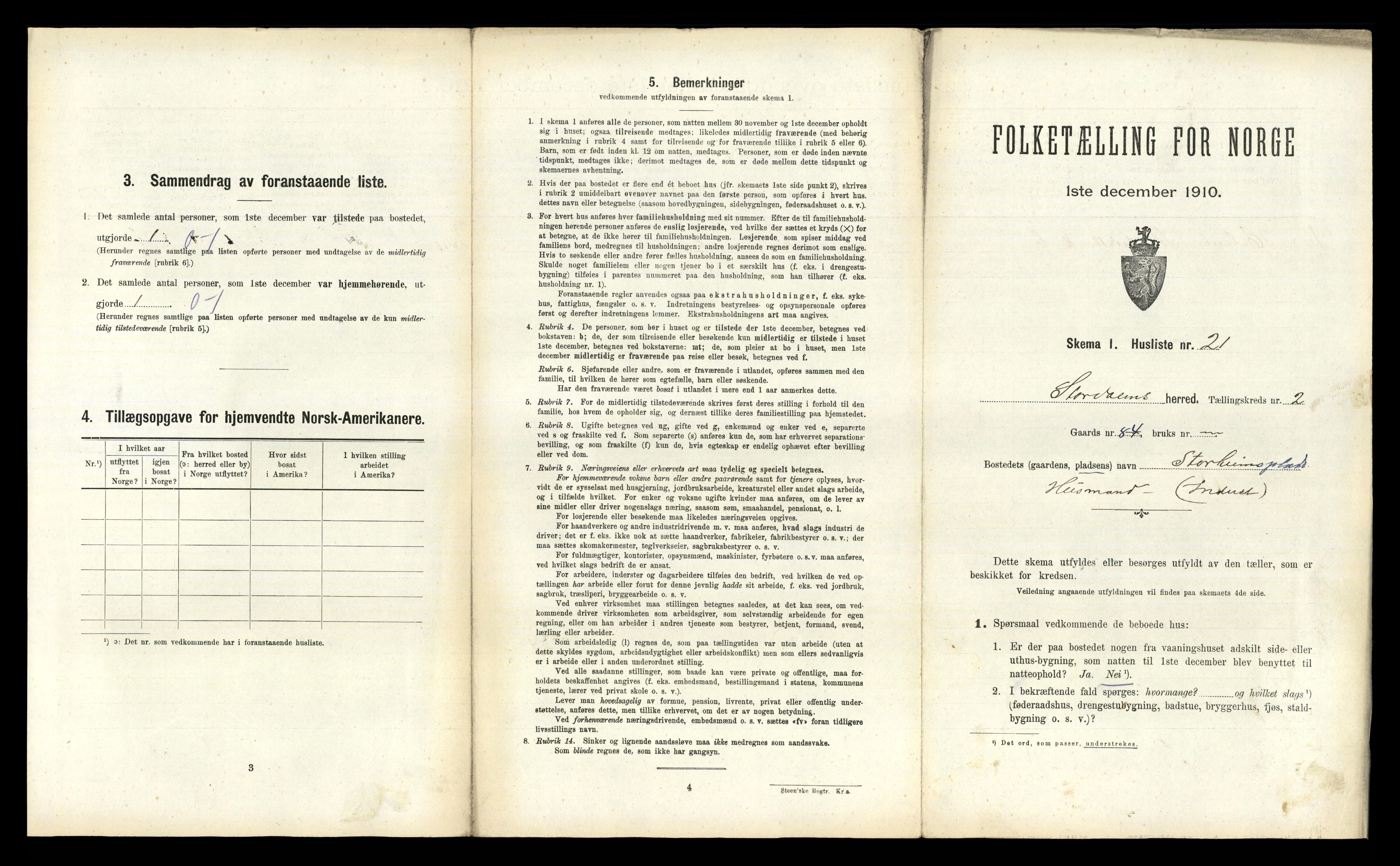 RA, 1910 census for Stordal, 1910, p. 198