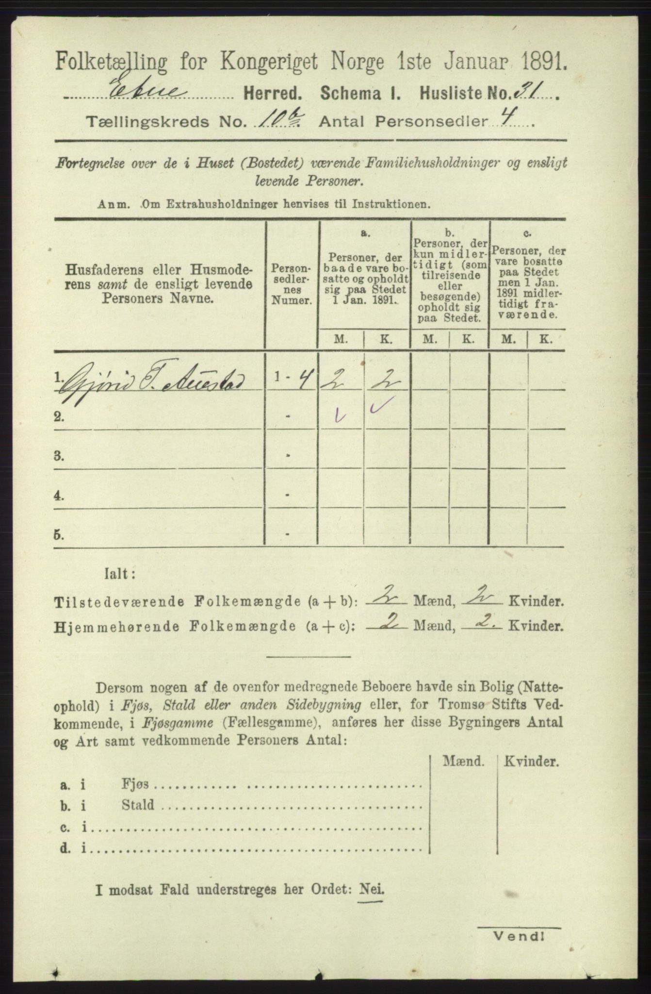 RA, 1891 census for 1211 Etne, 1891, p. 1983