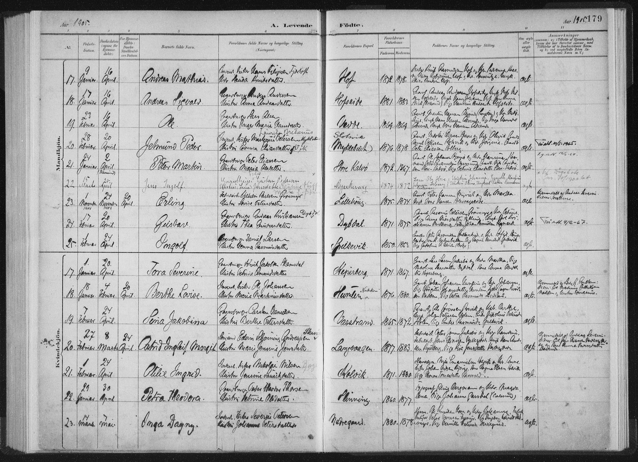 Ministerialprotokoller, klokkerbøker og fødselsregistre - Møre og Romsdal, AV/SAT-A-1454/528/L0405: Parish register (official) no. 528A14, 1891-1906, p. 179