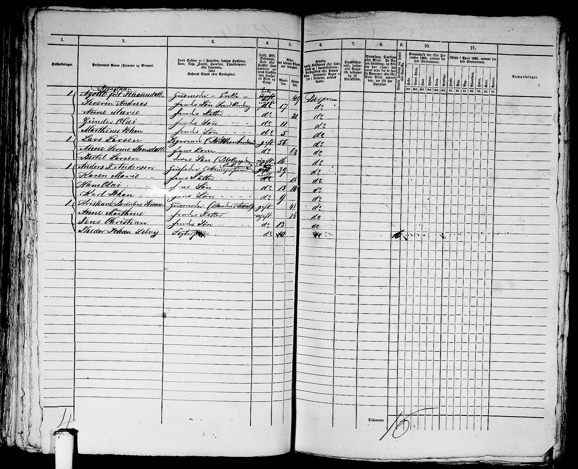 RA, 1865 census for Bergen, 1865, p. 4772