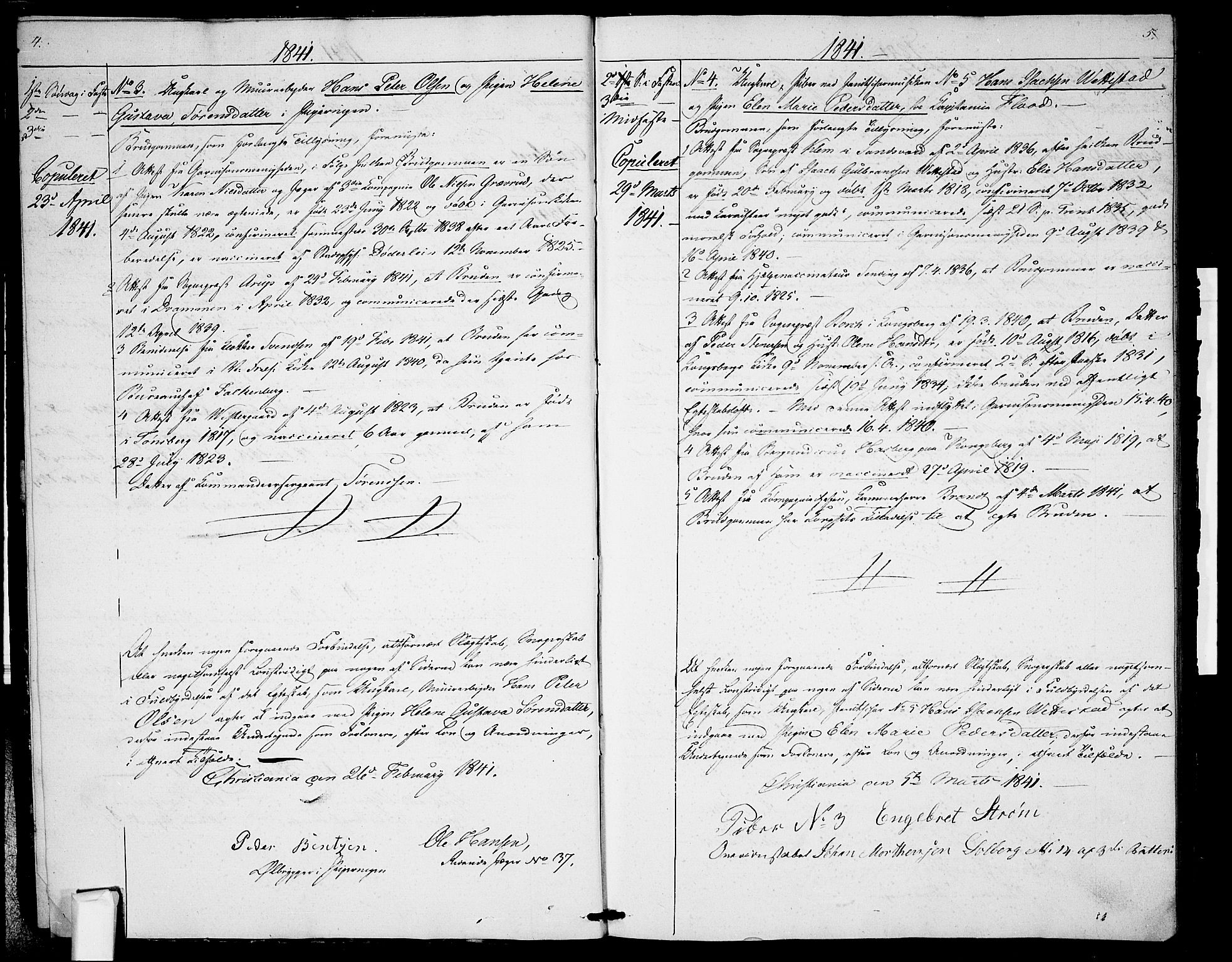 Garnisonsmenigheten Kirkebøker, AV/SAO-A-10846/H/Ha/L0004: Banns register no. I 4, 1840-1844, p. 4-5