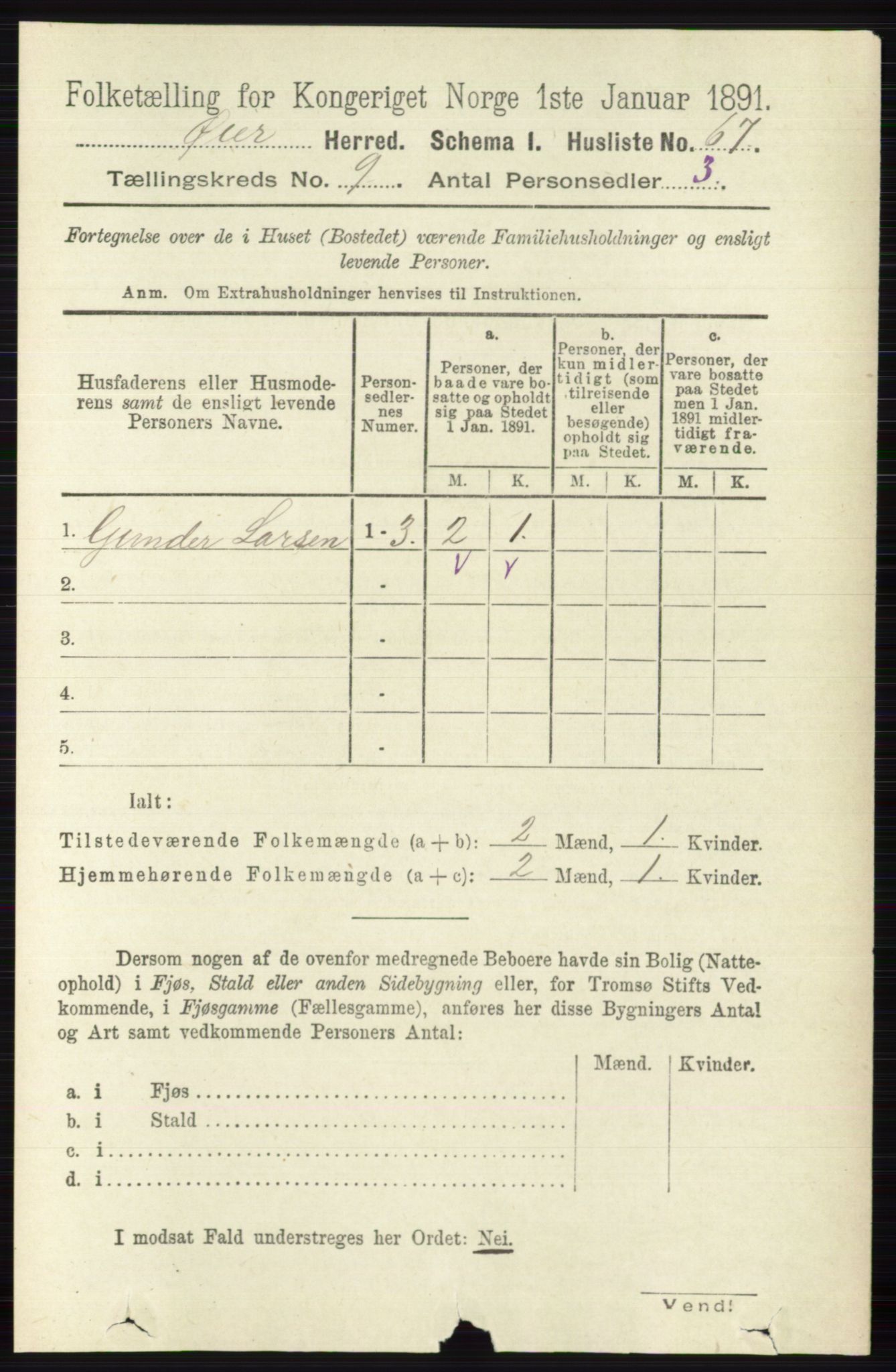 RA, 1891 census for 0521 Øyer, 1891, p. 3151