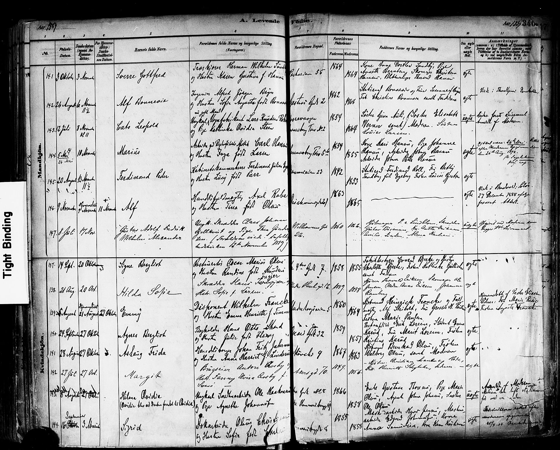 Trefoldighet prestekontor Kirkebøker, AV/SAO-A-10882/F/Fa/L0005: Parish register (official) no. I 5, 1881-1891, p. 346