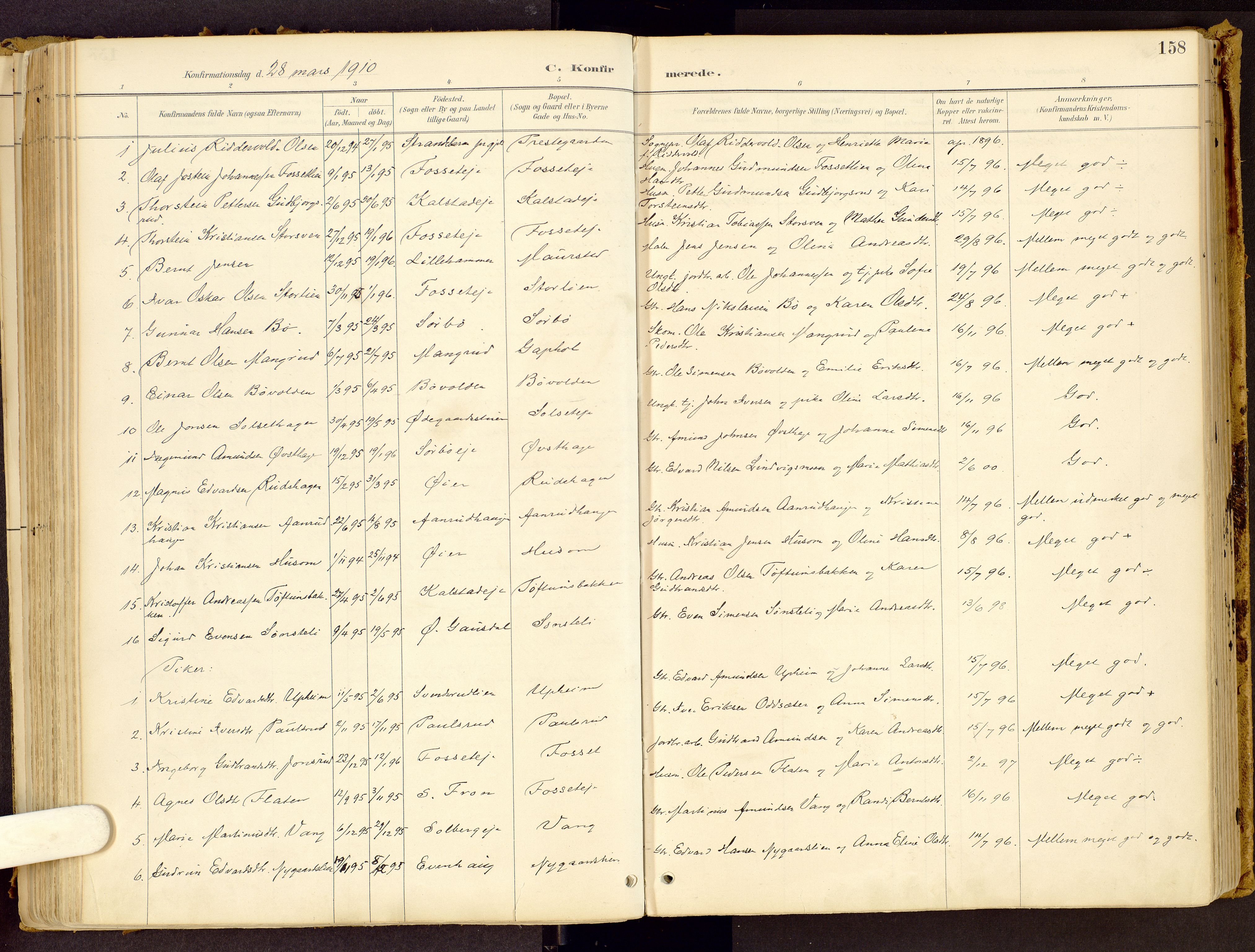 Vestre Gausdal prestekontor, AV/SAH-PREST-094/H/Ha/Haa/L0001: Parish register (official) no. 1, 1887-1914, p. 158