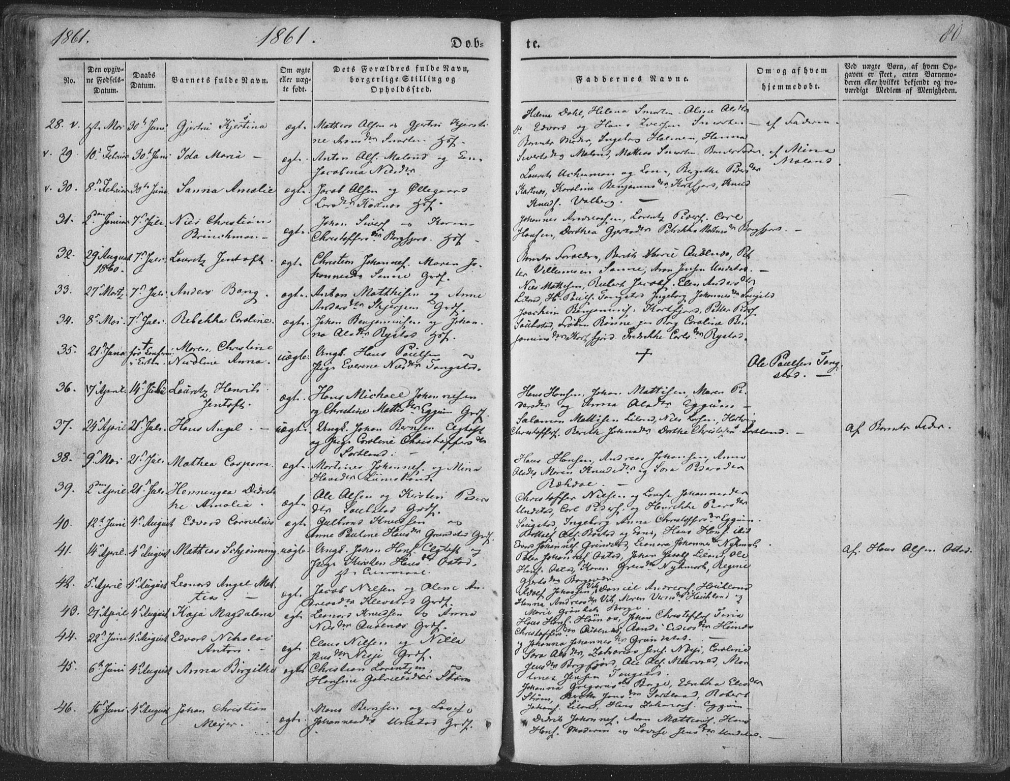 Ministerialprotokoller, klokkerbøker og fødselsregistre - Nordland, SAT/A-1459/880/L1131: Parish register (official) no. 880A05, 1844-1868, p. 80